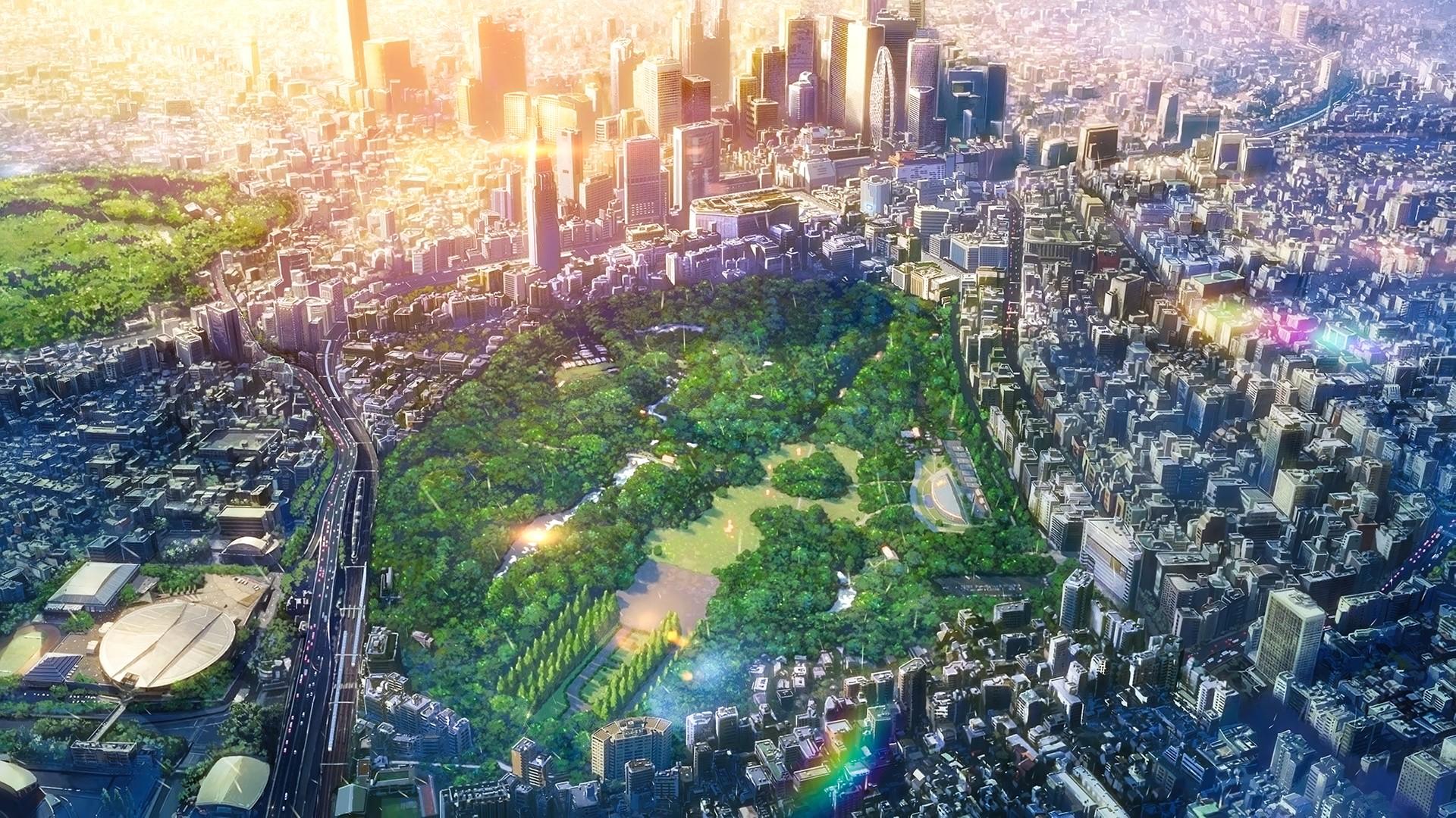 1920x1080 Wallpaper / building, anime, city free download