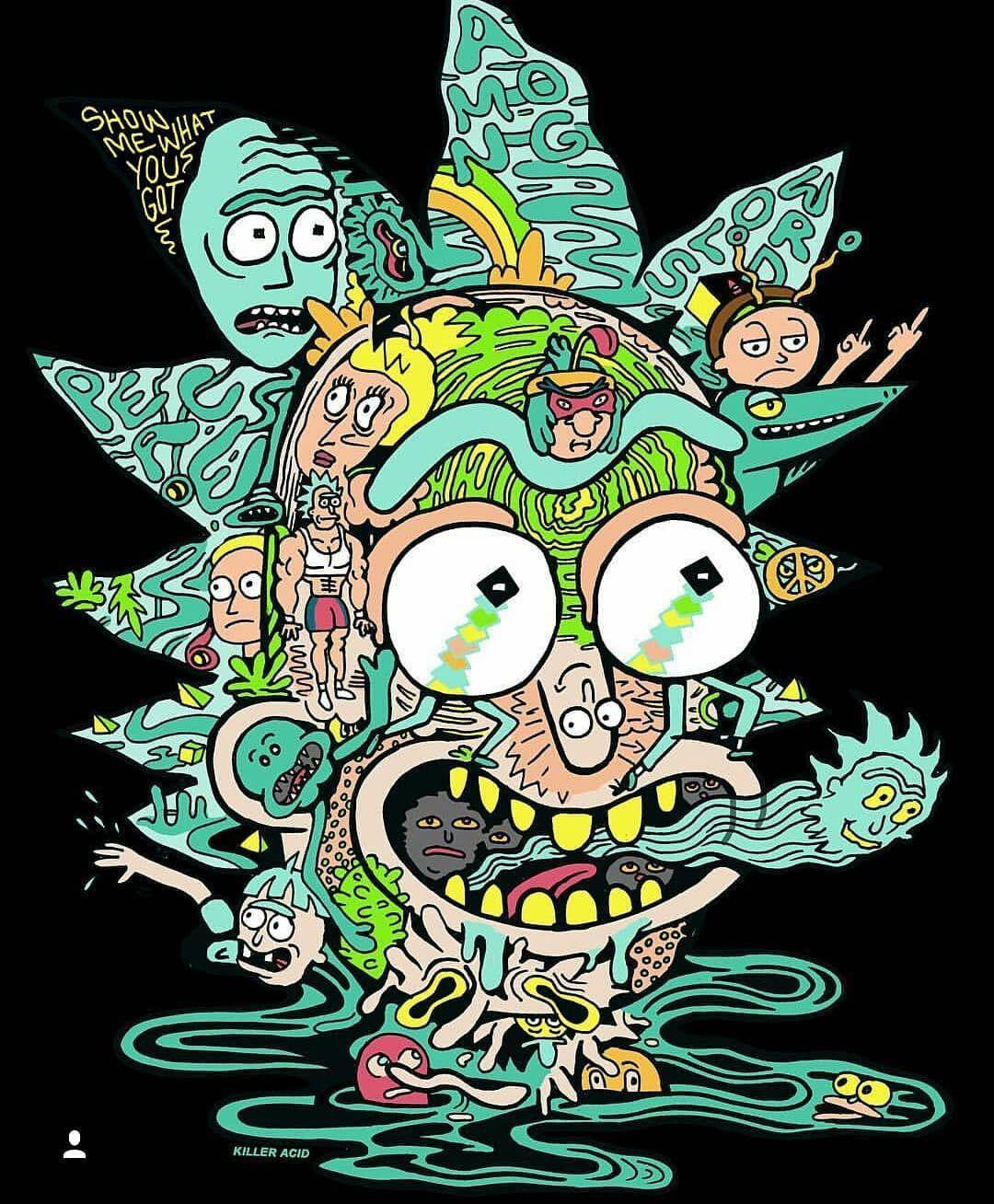 1080x1308 Rick And Morty Weed Wallpaper