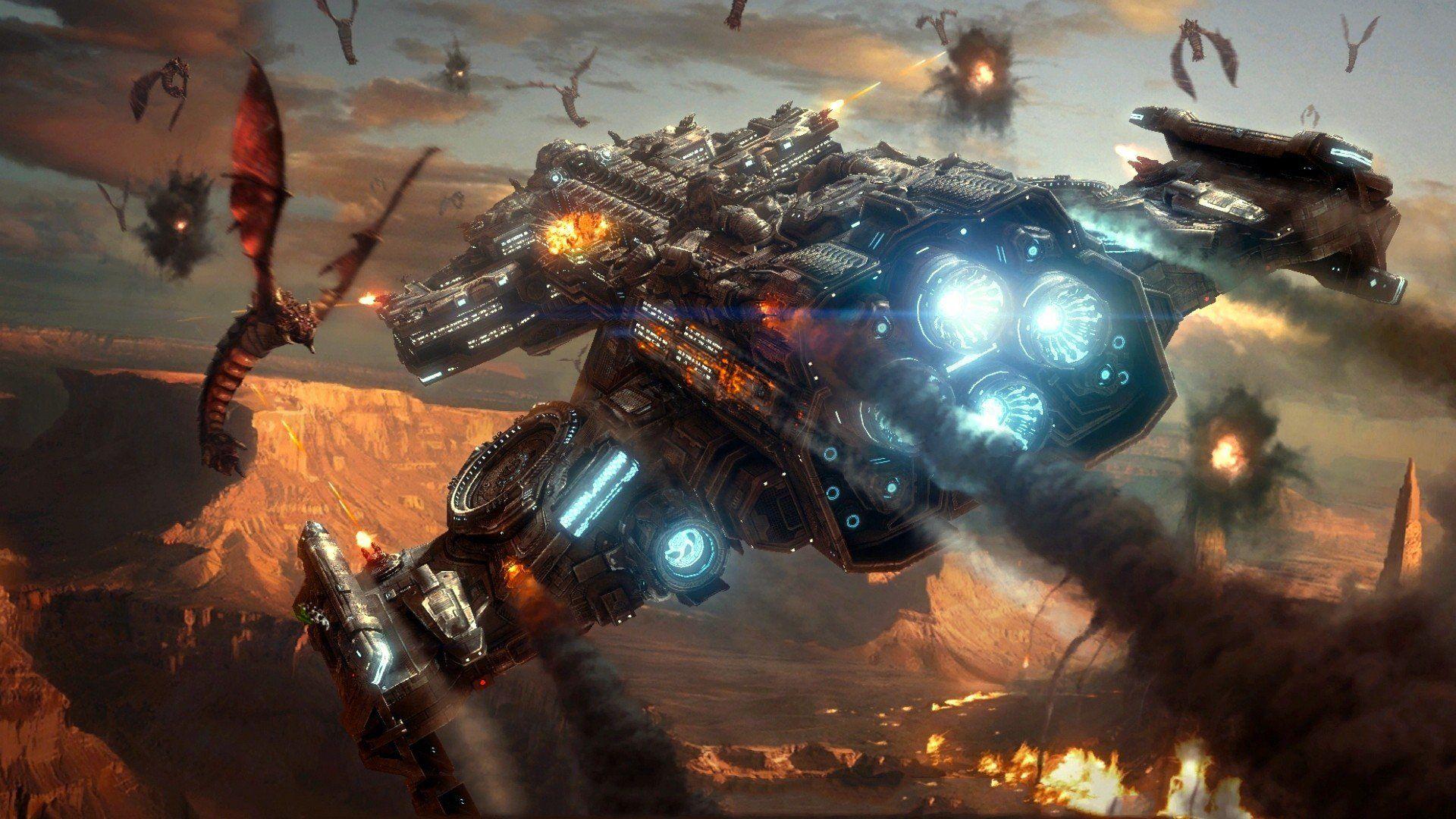 1920x1080 Video games science fiction StarCraft II mutalisk battlecruiser