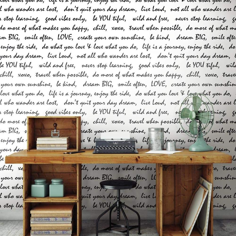 1000x1000 RoomMates RMK9005WP Black Dream Big Script Peel and Stick Wallpaper 20.5 x 16.5 feet : Everything Else