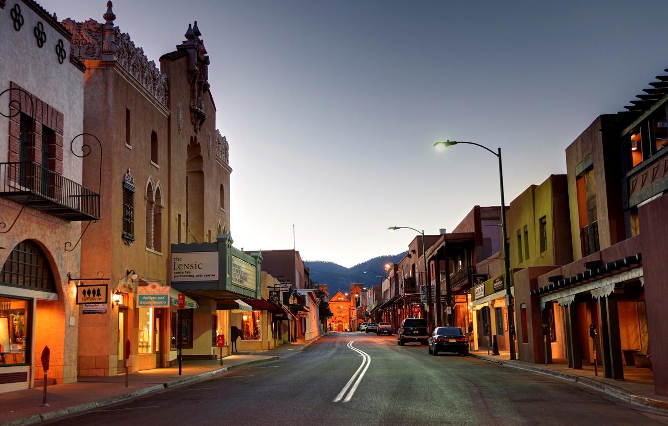 1332x850 Wallpaper the city, street, the evening, New Mexico, Santa Fe image for desktop, section город
