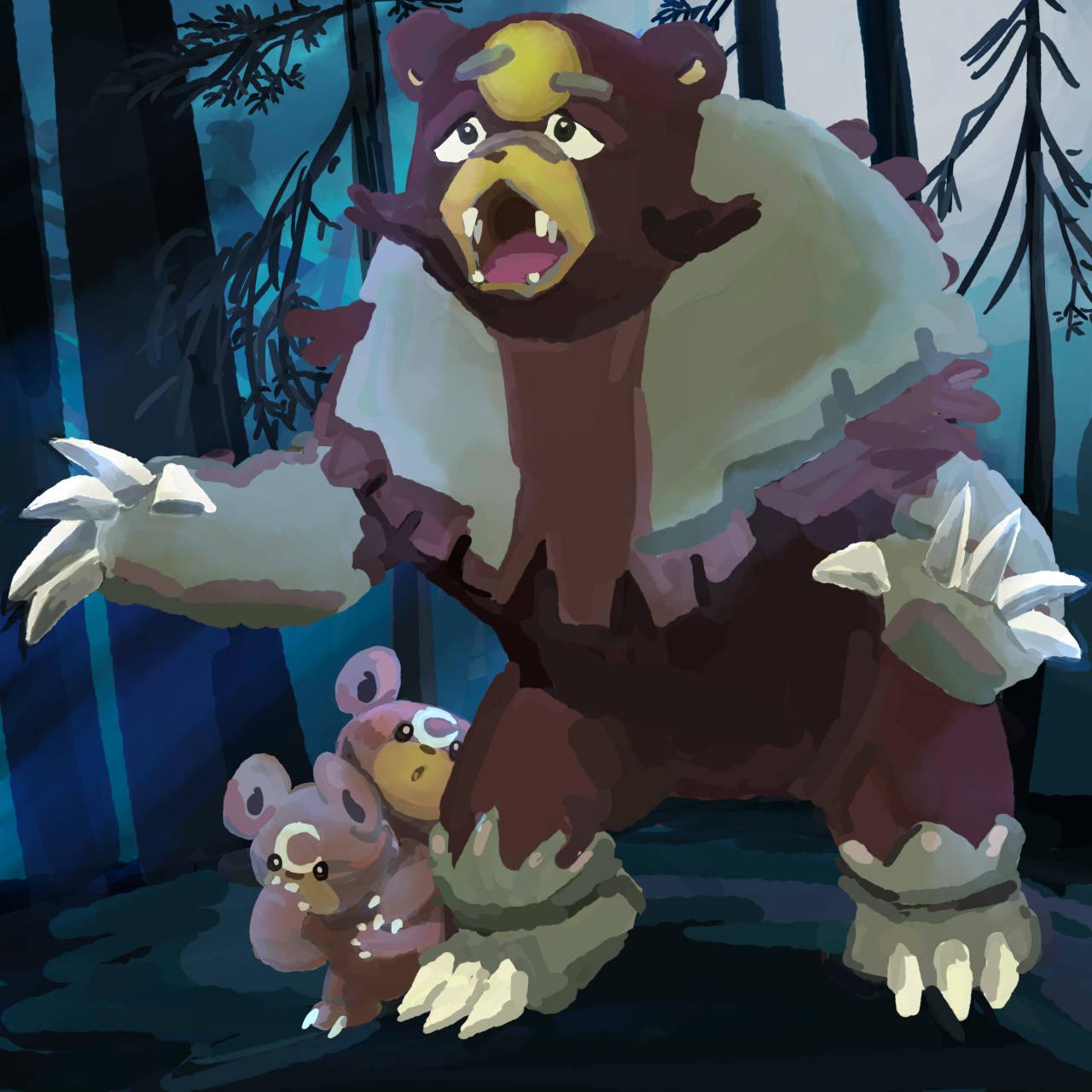 1280x1280 Download Ursaluna And Teddiursa Pokémon Wallpaper