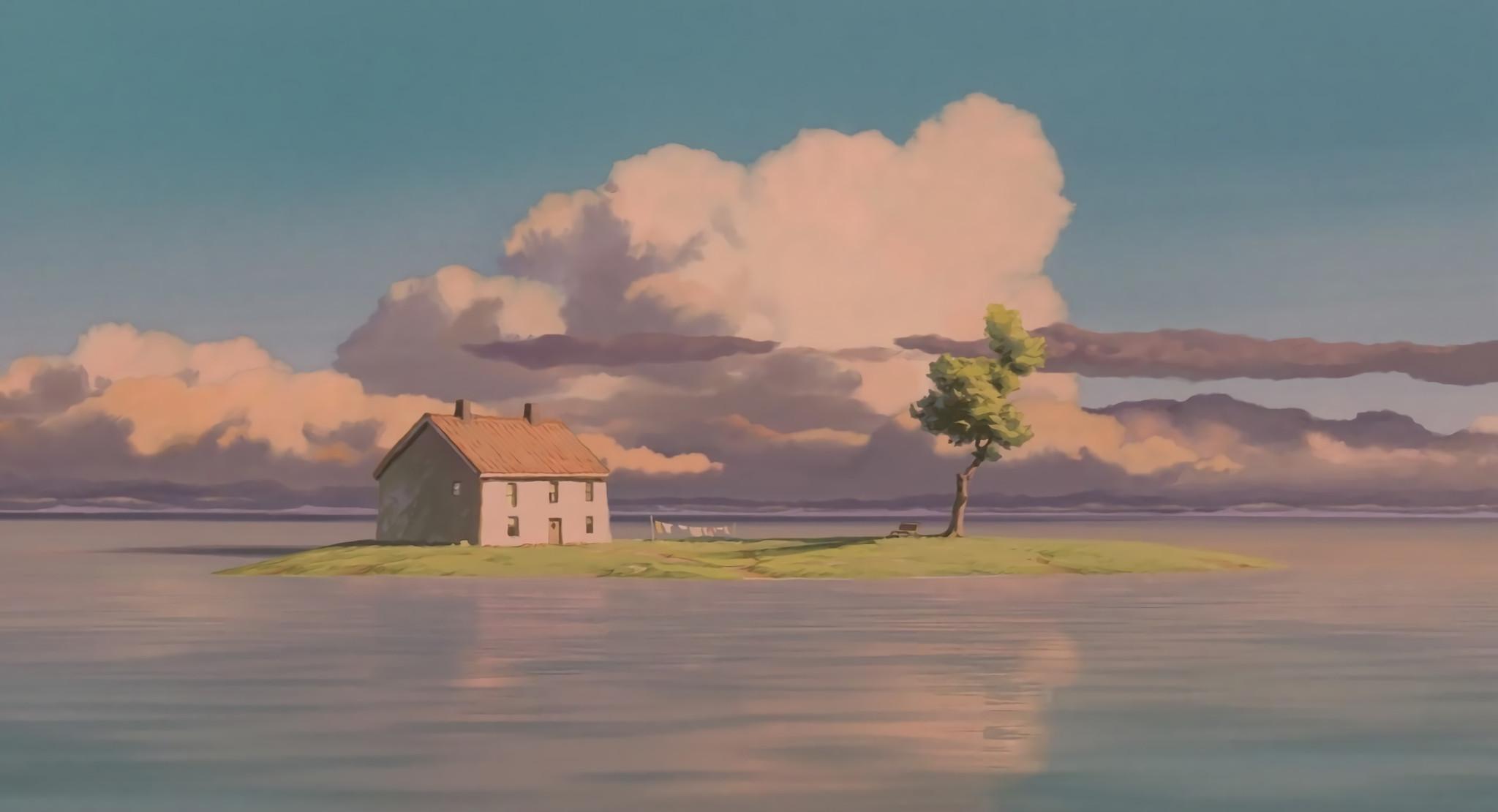 2048x1110 Some HD wallpaper from Spirited Away's train scene. Pure serenity