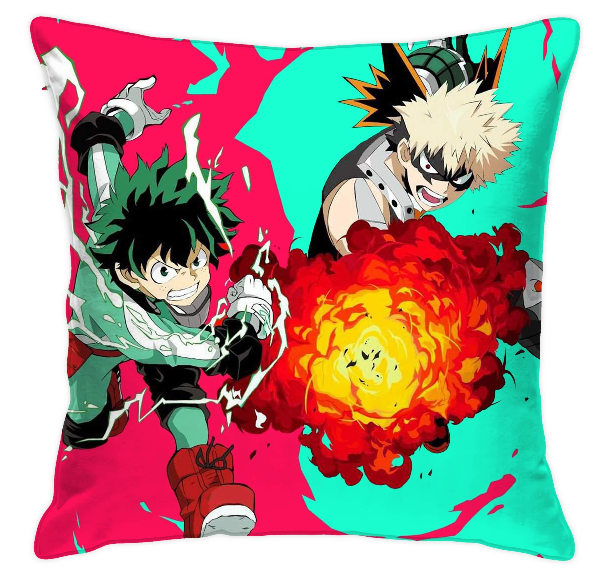 2052x1984 XinJiaDD My Hero Academia Deku & Bakugo Pillow Cover Cool Anime Square Throw Pillowcase for Boys Girls Bed Room 18x18 Inch (Deku & Bakugo 20X20) : Home & Kitchen