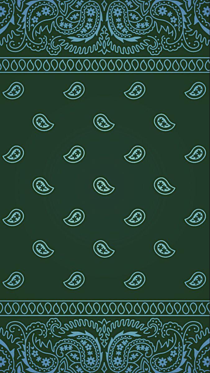 675x1200 Green Bandana with Paisley Designs