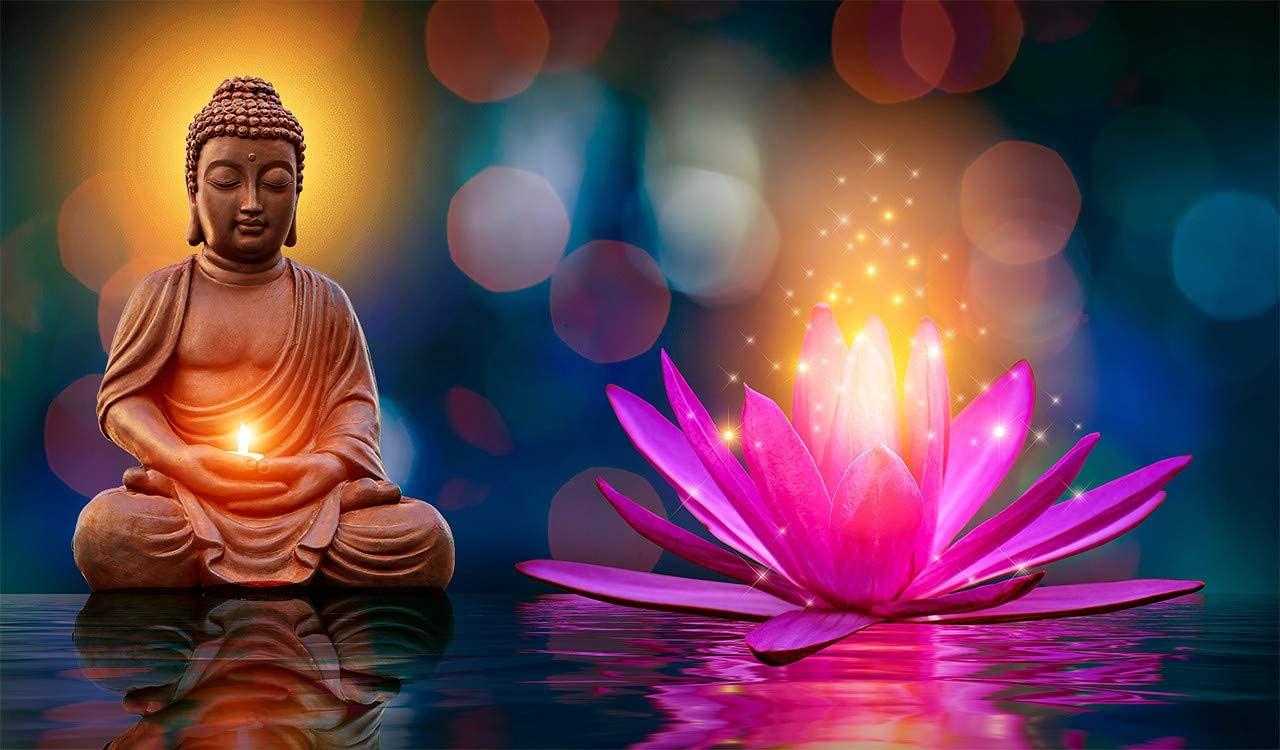 1280x750 Kayra Decor PVC Lord Buddha With Lotus 3D Wallpaper Indoor Wall Mural (84 X 108) Inch (ABUDDHA06 4) : Amazon.in: Home Improvement