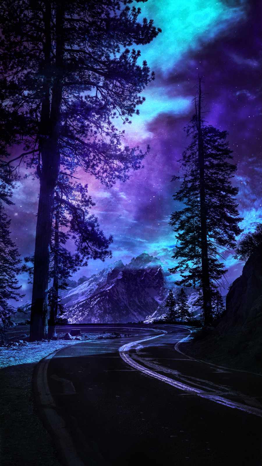 900x1600 Yosemite National Park Road Night Sky Wallpaper : iPhone Wallpaper