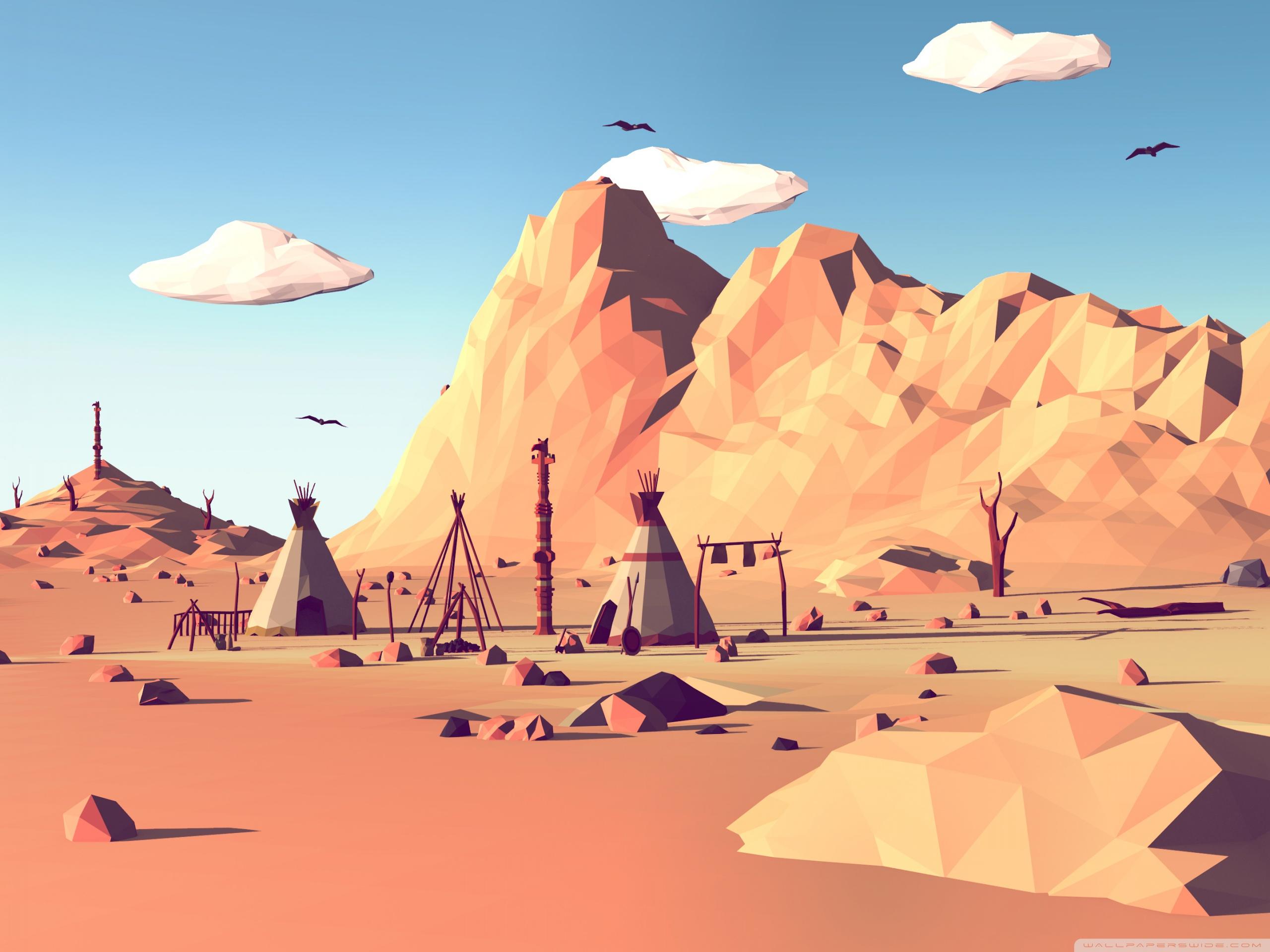 2560x1920 Low Poly Wild West Ultra HD Desktop Background Wallpaper for 4K UHD TV : Multi Display, Dual Monitor : Tablet