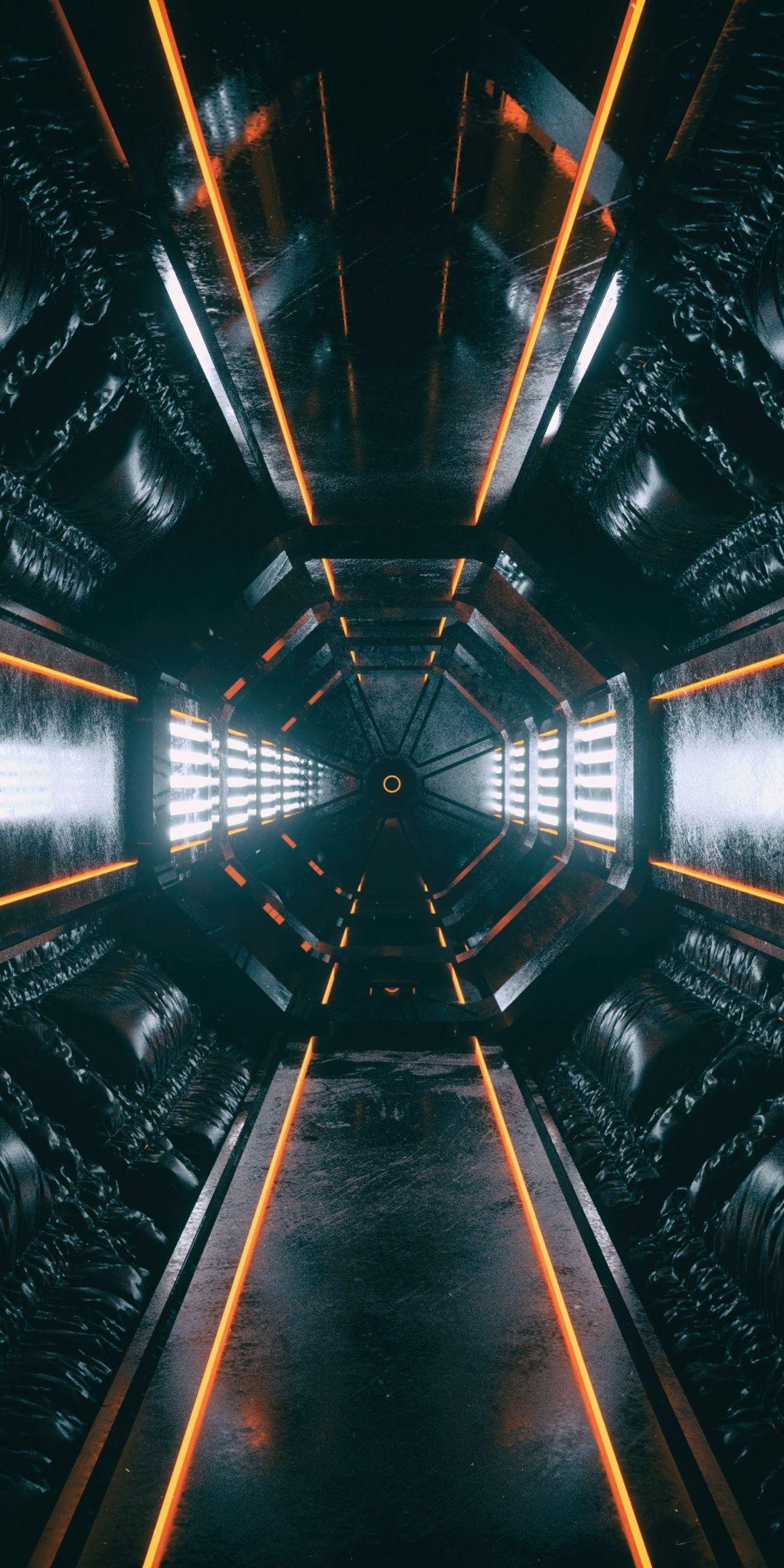 1080x2160 Orirod, space room, glow, tunnel, 1080x2160 wallpaper. Sci fi environment, Technology wallpaper, Dark wallpaper