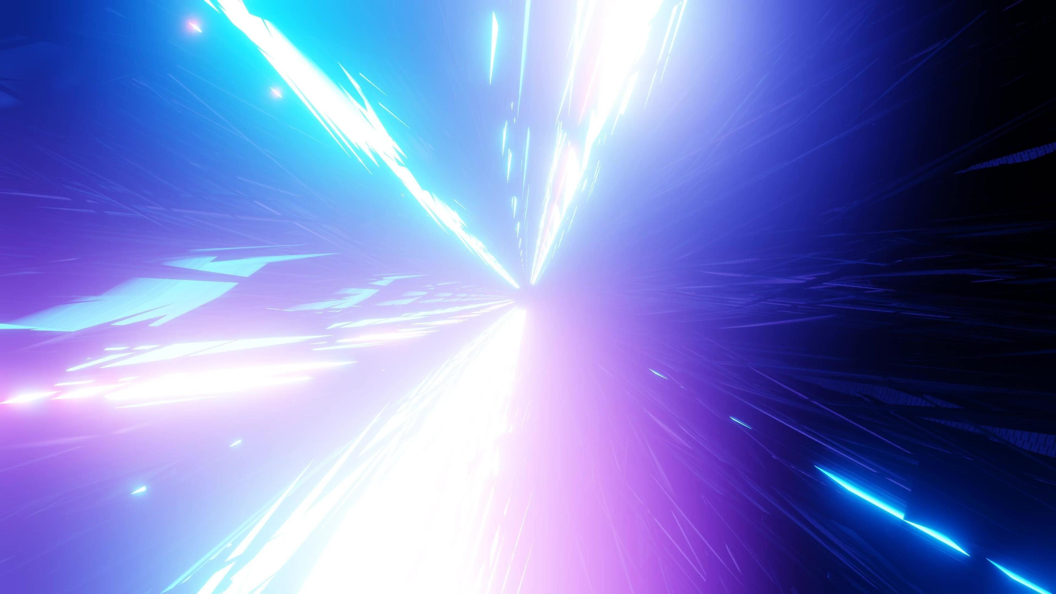 3484x1960 Download Glowing neon lights space tunnel 3D illustration background wallpaper design artwork for freed illustration, Designer wallpaper, Light and space