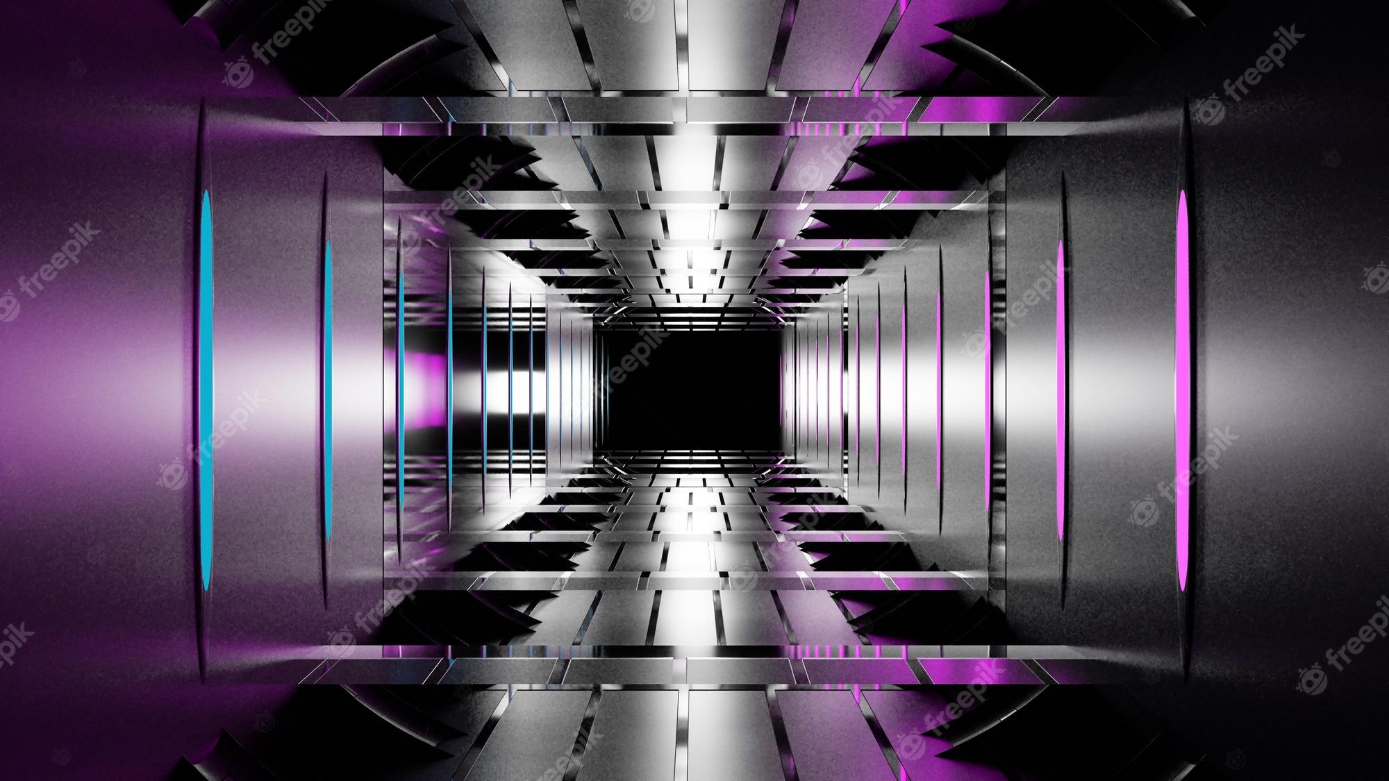 2000x1125 Premium Photo. Scifi fantasy space tunnel corridor and abstract 3D illustration wallpaper background