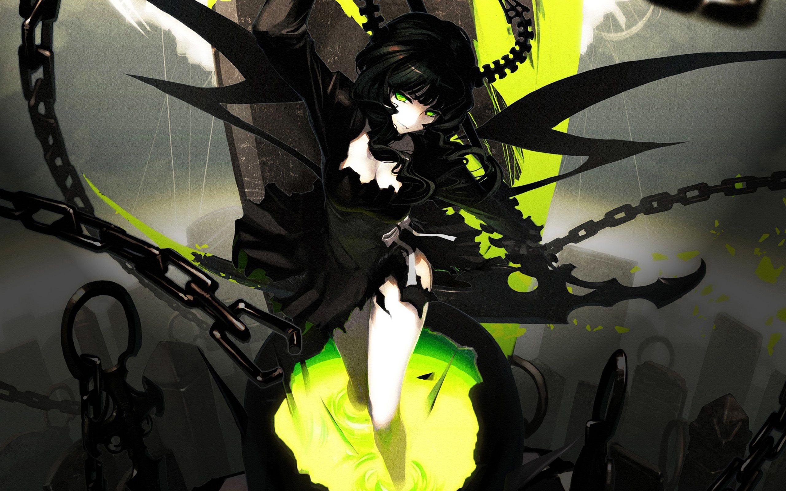 2560x1600 black, anime, anime girls, Black Rock Shooter, comics, Dead Master, Takanashi Yomi, costume, screenshot, mecha Gallery HD Wallpaper