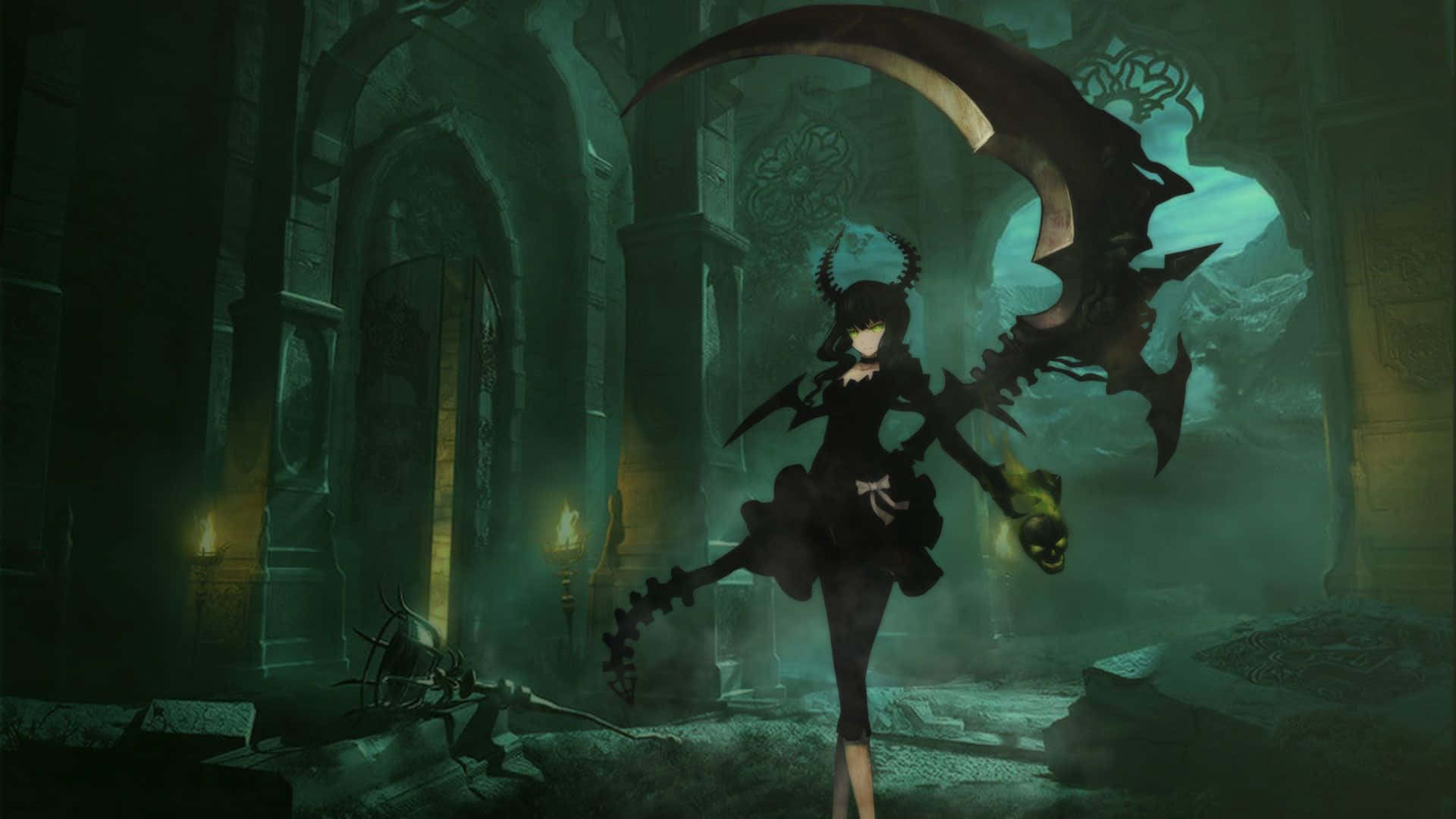 1920x1080 Download Green Anime Black Rock Shooter Dead Scythe Wallpaper