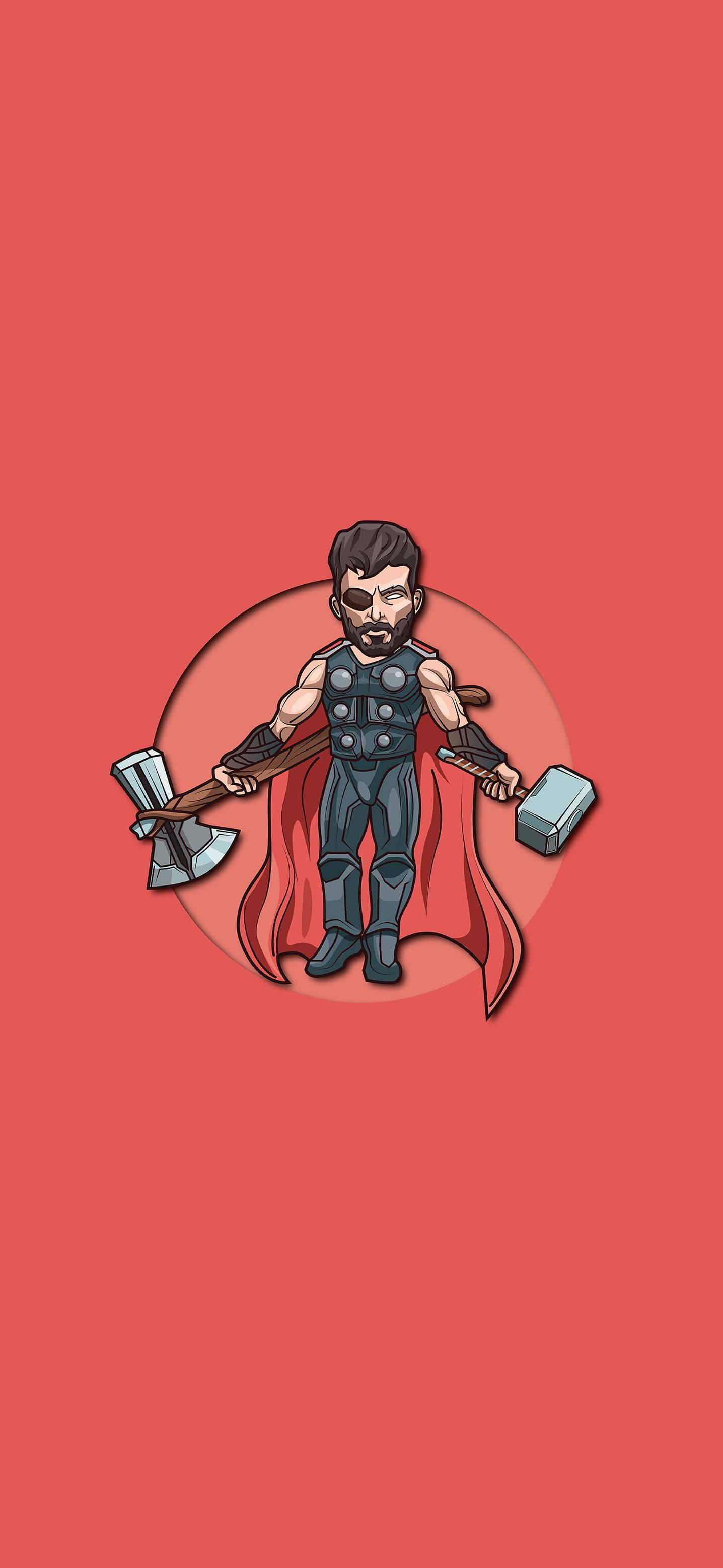 1436x3113 Download Marvel Hero Thor Stormbreaker And Hammer Vector Art Wallpaper