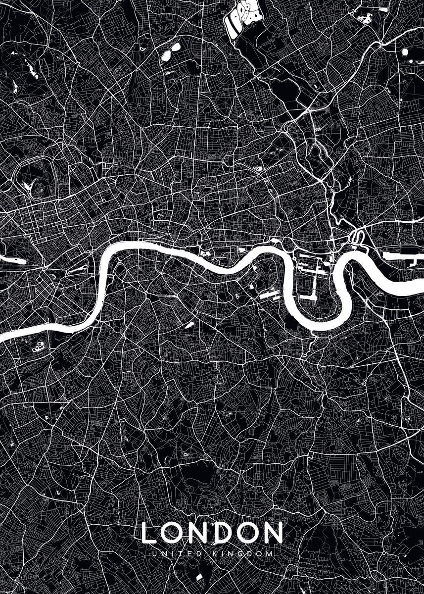 857x1200 London map black' Poster