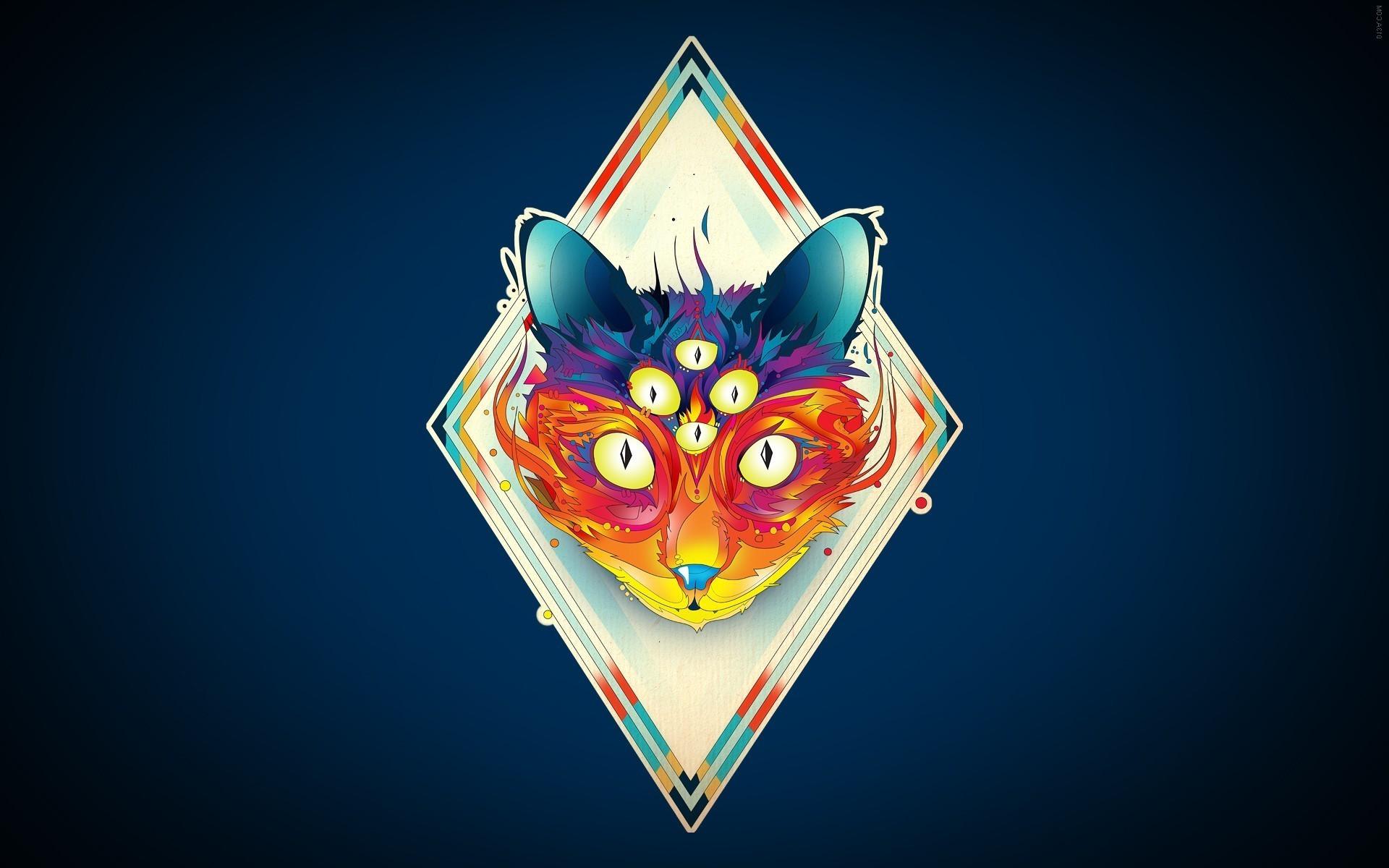1920x1200 Trippy Cat Wallpaper