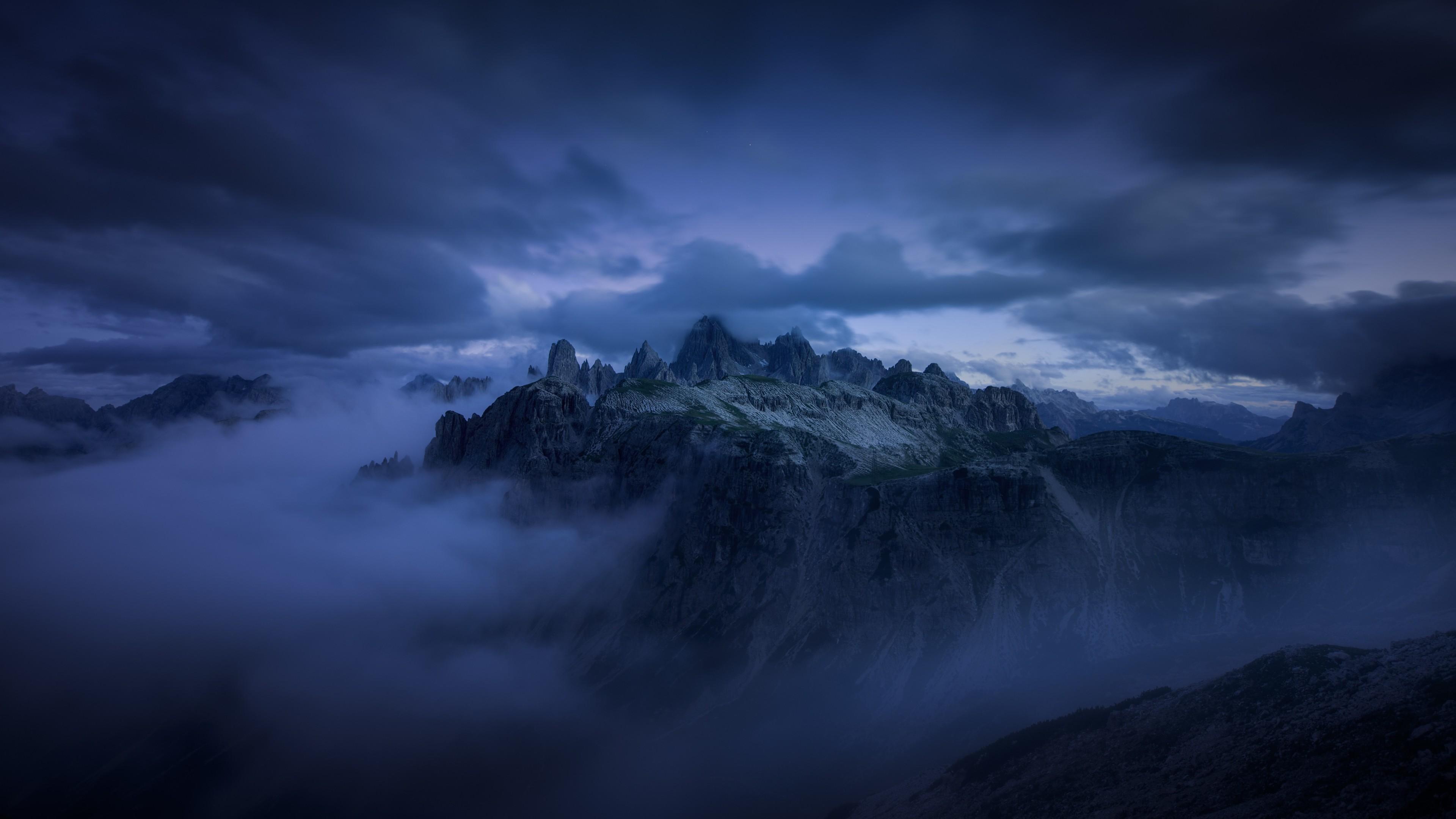 3840x2160 Wallpaper 4k Mountains Cliff Covered Under Fog Mist 5k Wallpaper