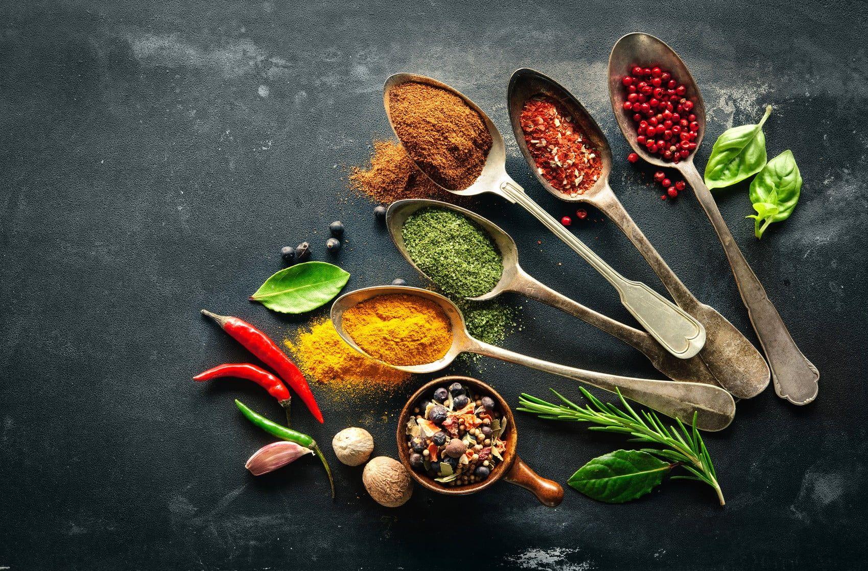 1699x1118 variety of spices #spices #Pepper #food #spoons #leaves P #wallpaper #hdwallpaper #desktop. Paper wall art, Glass wall art, Hanging wall decor