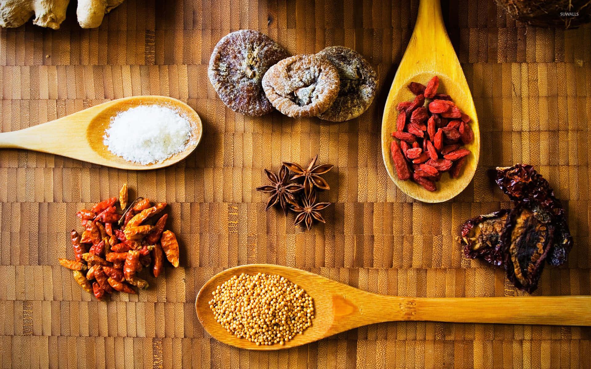 1920x1200 Download Spices On Wooden Spoons Wallpaper