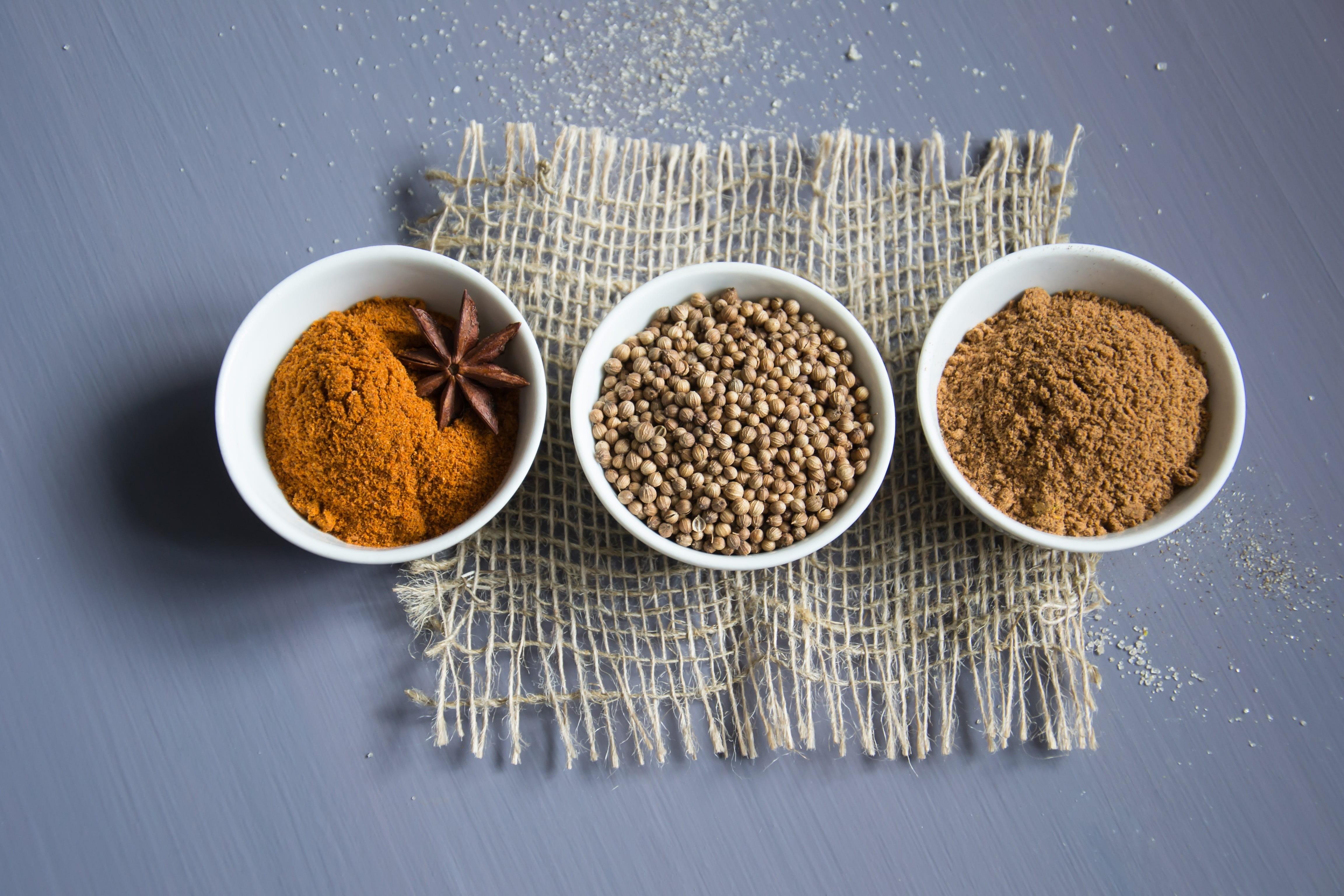 4608x3072 Wallpaper / kitchen, spoon, anise, 4K, wellbeing, seasoning, high angle view, cinnamon, no people, ingredient, pepper, table, preparation, spices, bowl, seeds, paprika free download