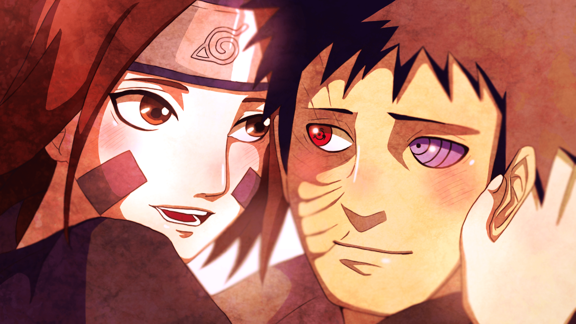 2000x1124 Naruto HD Wallpaper: Rin Nohara & Obito Uchiha's Intense Anime Momentx1124