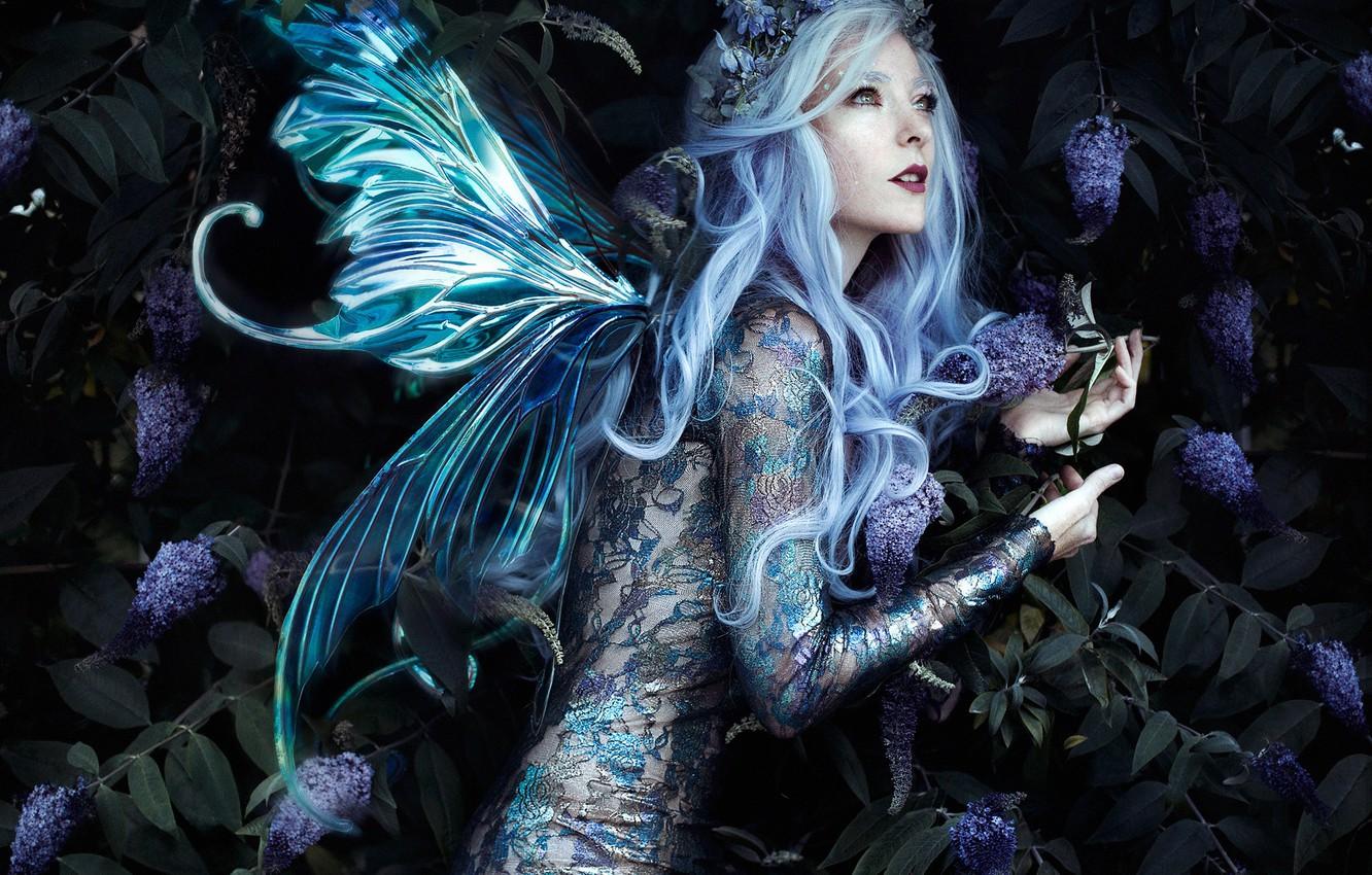 1332x850 Wallpaper girl, pose, style, fairy, wings, wreath, Bella Kotak, Jessica Dru, Fae image for desktop, section стиль