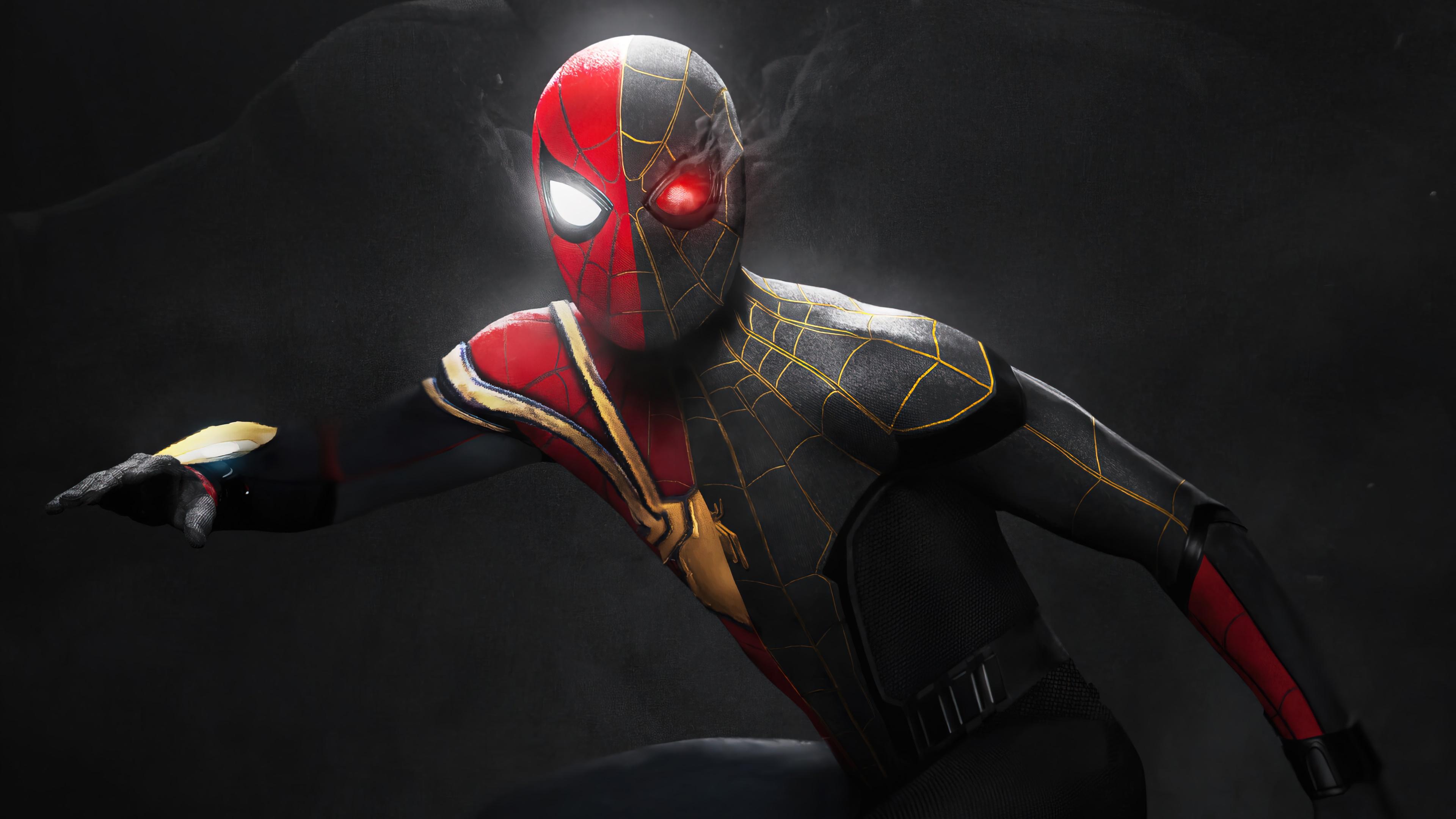 3840x2160 Spider Man No Way Home, Black Gold, Suit, 4k Gallery HD Wallpaper