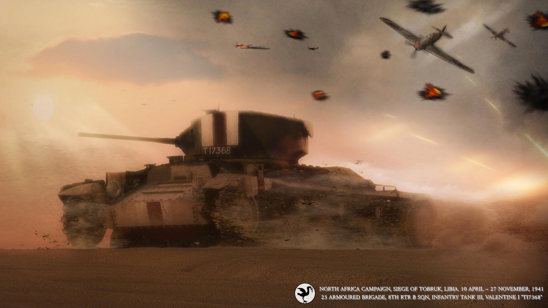 1920x1080 North Africa campaign, Siege of Tobruk, Libia. infantry tank III, Valentine I