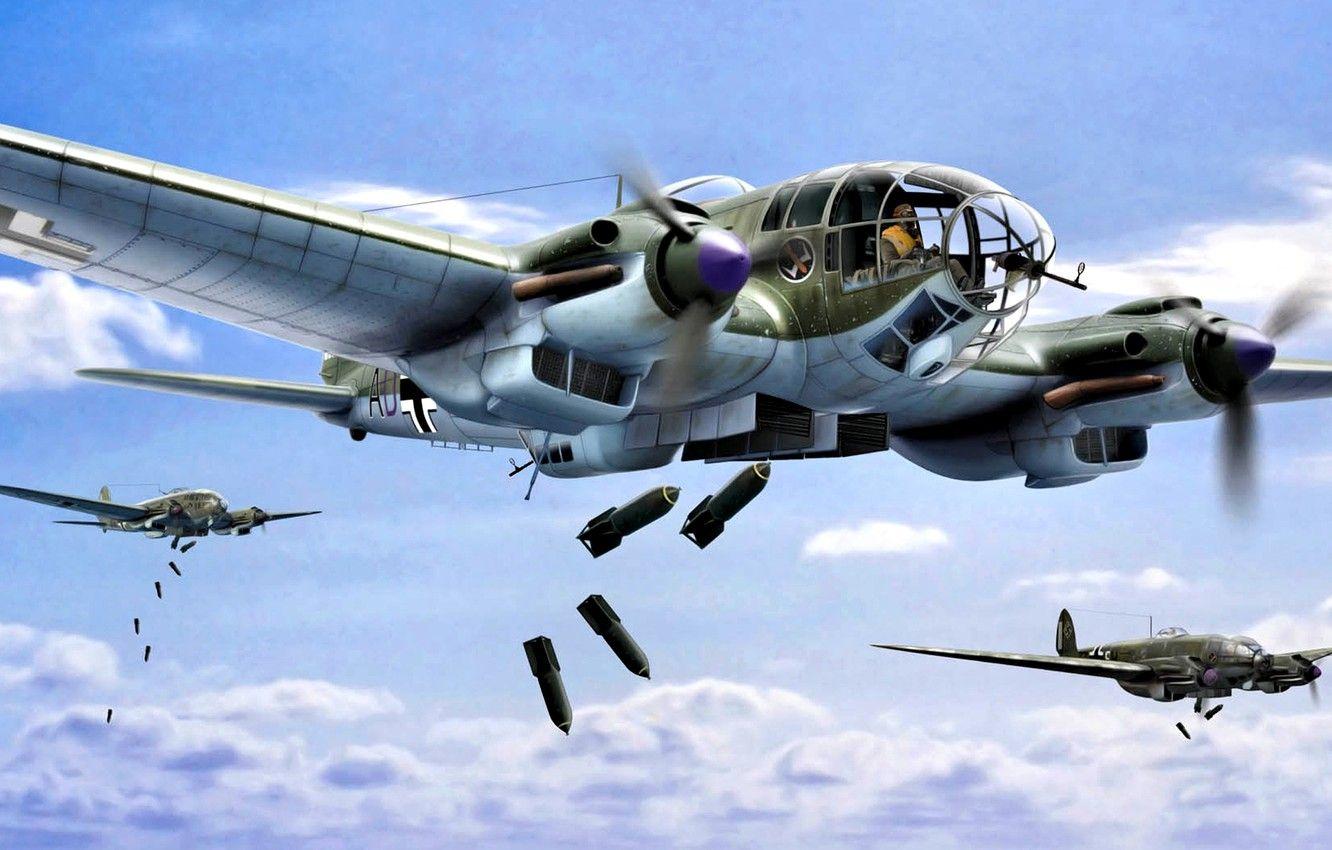 1332x850 Wallpaper Germany, art, Bomber, Heinkel, The second World war, He