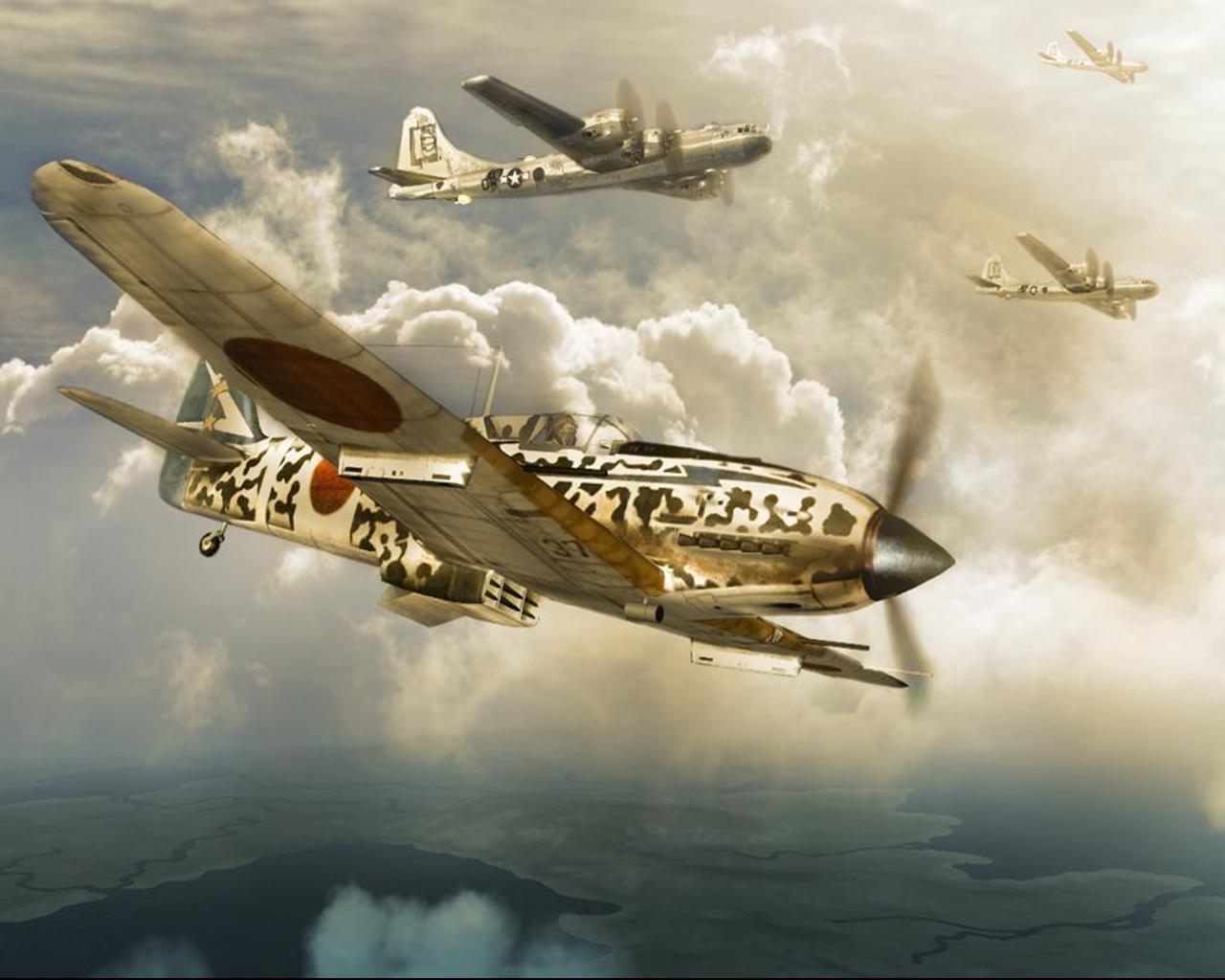 1280x1024 image Airplane Ki 61 Kawasaki Painting Art Aviation