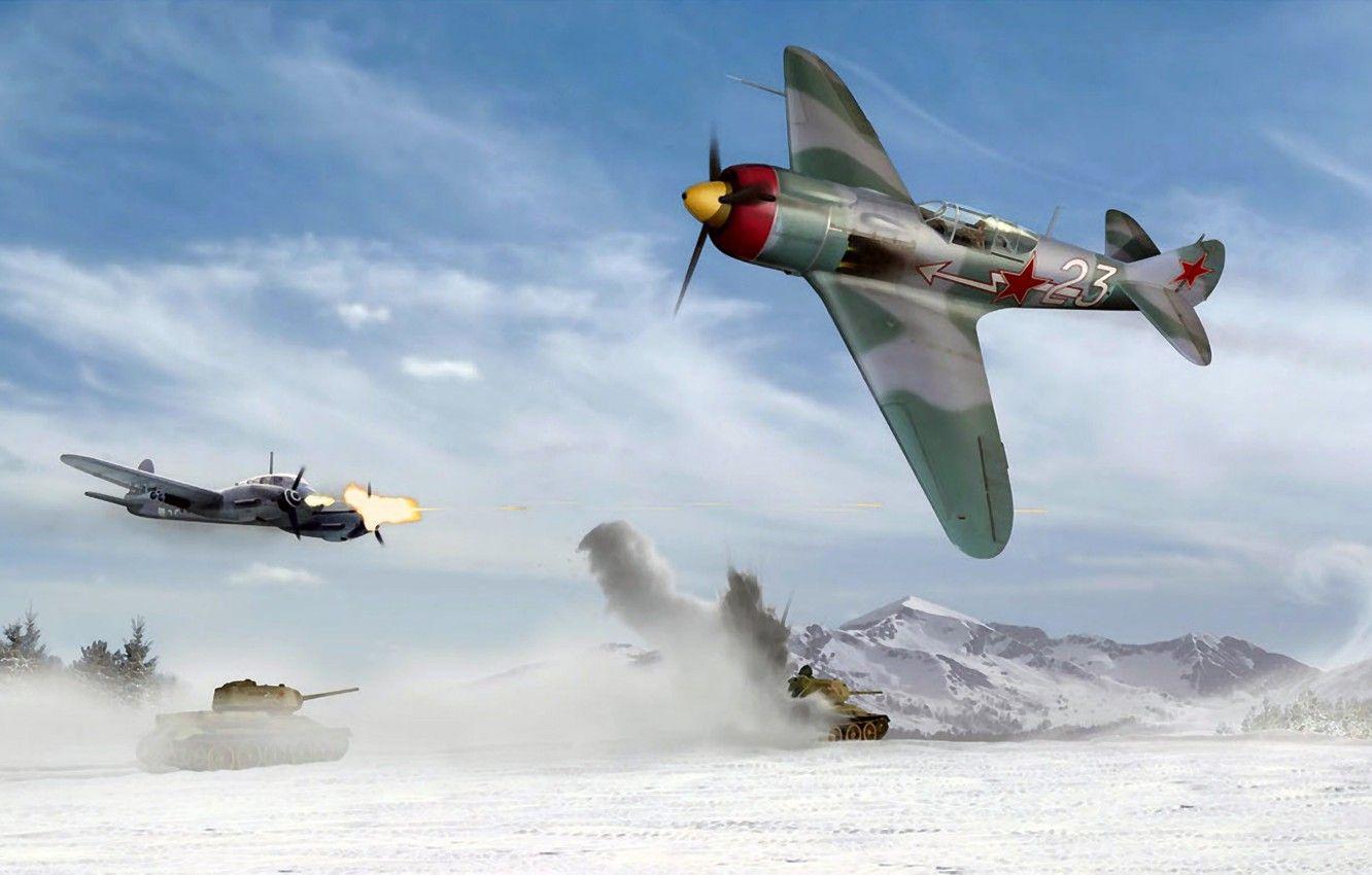 1332x850 Wallpaper the plane, fighter, art, artist, USSR, the battle, fighter