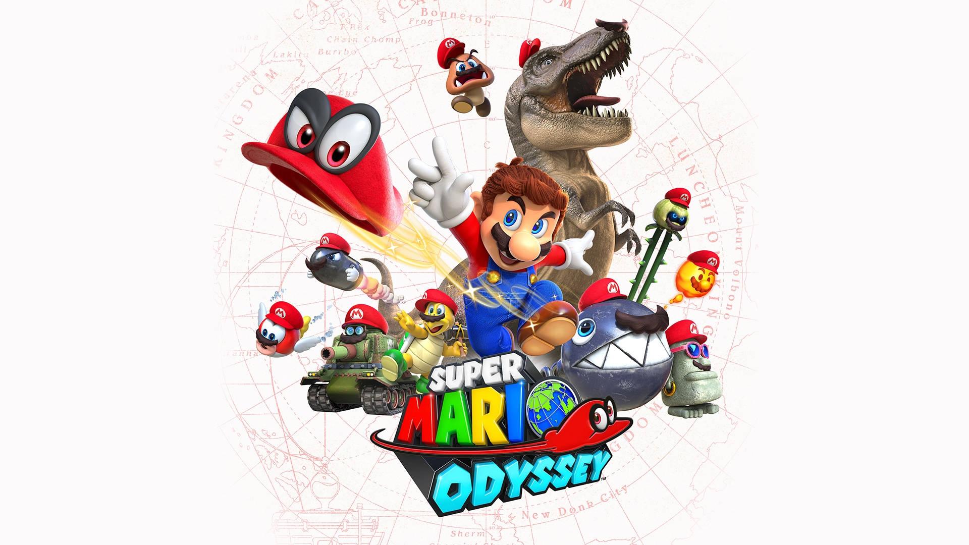 1920x1080 Download Super Mario Odyssey Characters On Map Wallpaper