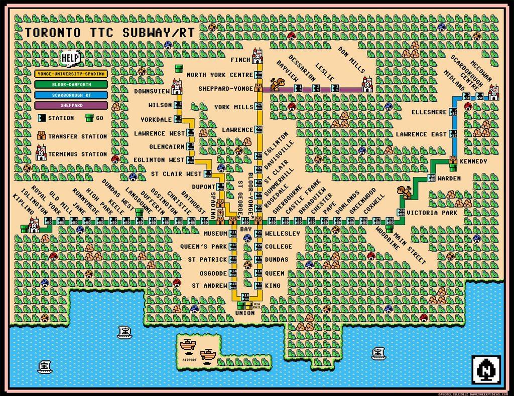 1024x790 20120613Toronto TTC Subway RT Map Mario 3 Wallpaper LARGE 2012