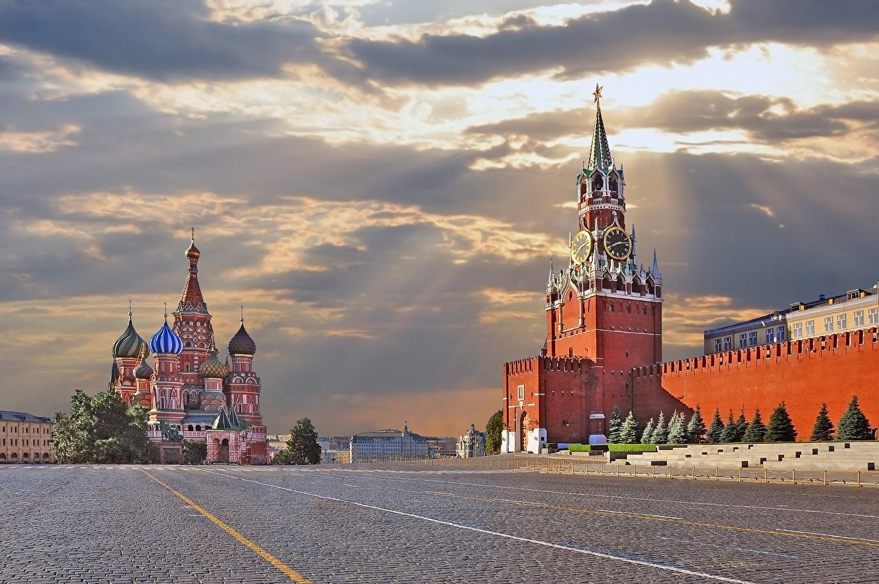 1280x850 Wallpaper Moscow Russia Town square Moscow Kremlin Temples Clouds