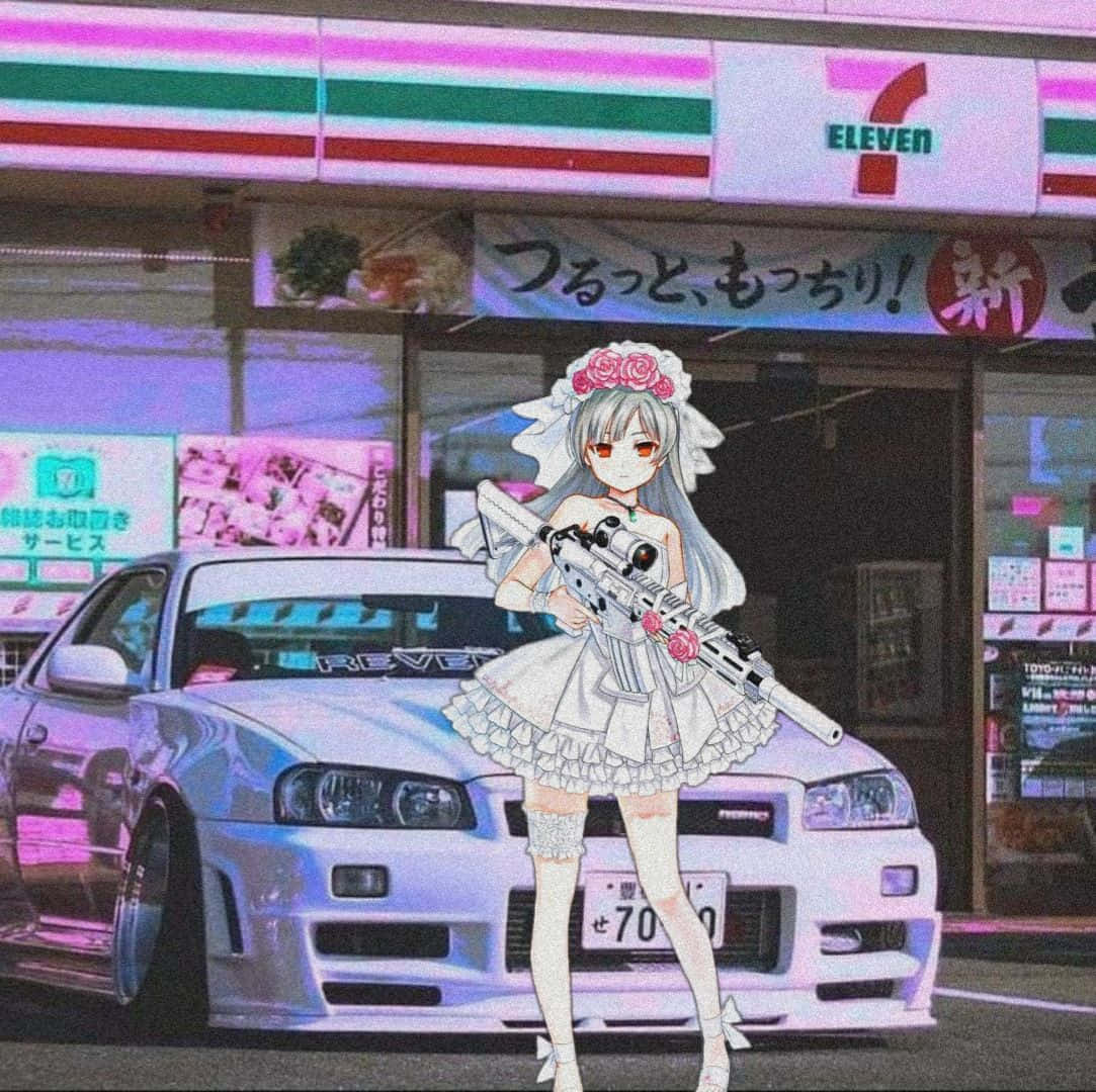 1083x1080 Rifle JDM Anime Wallpaper