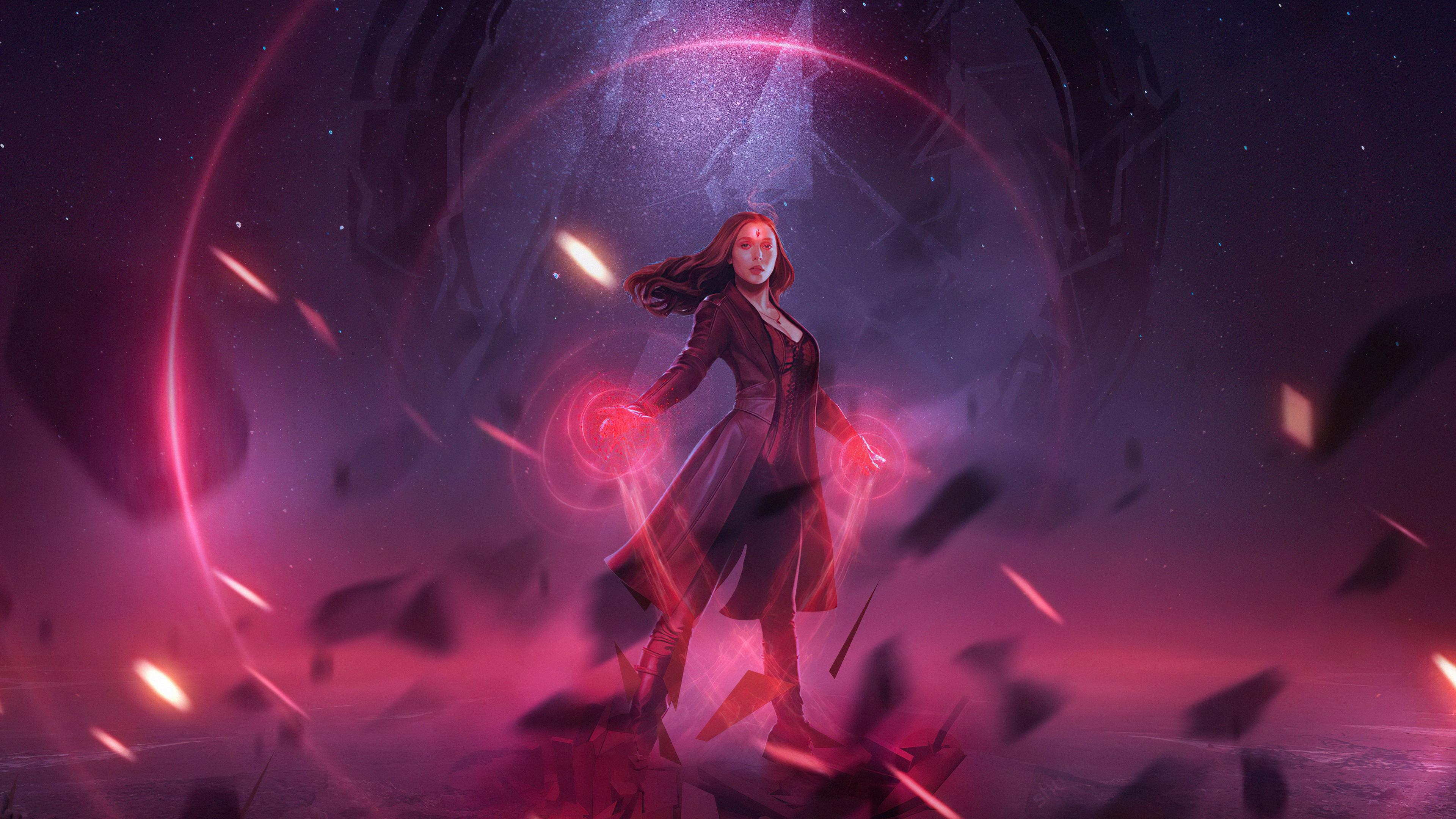 3840x2160 Wallpaper Scarlet Witch, Elizabeth Olsen, Wanda Maximoff, Wandavision, Vision, Background Free Image