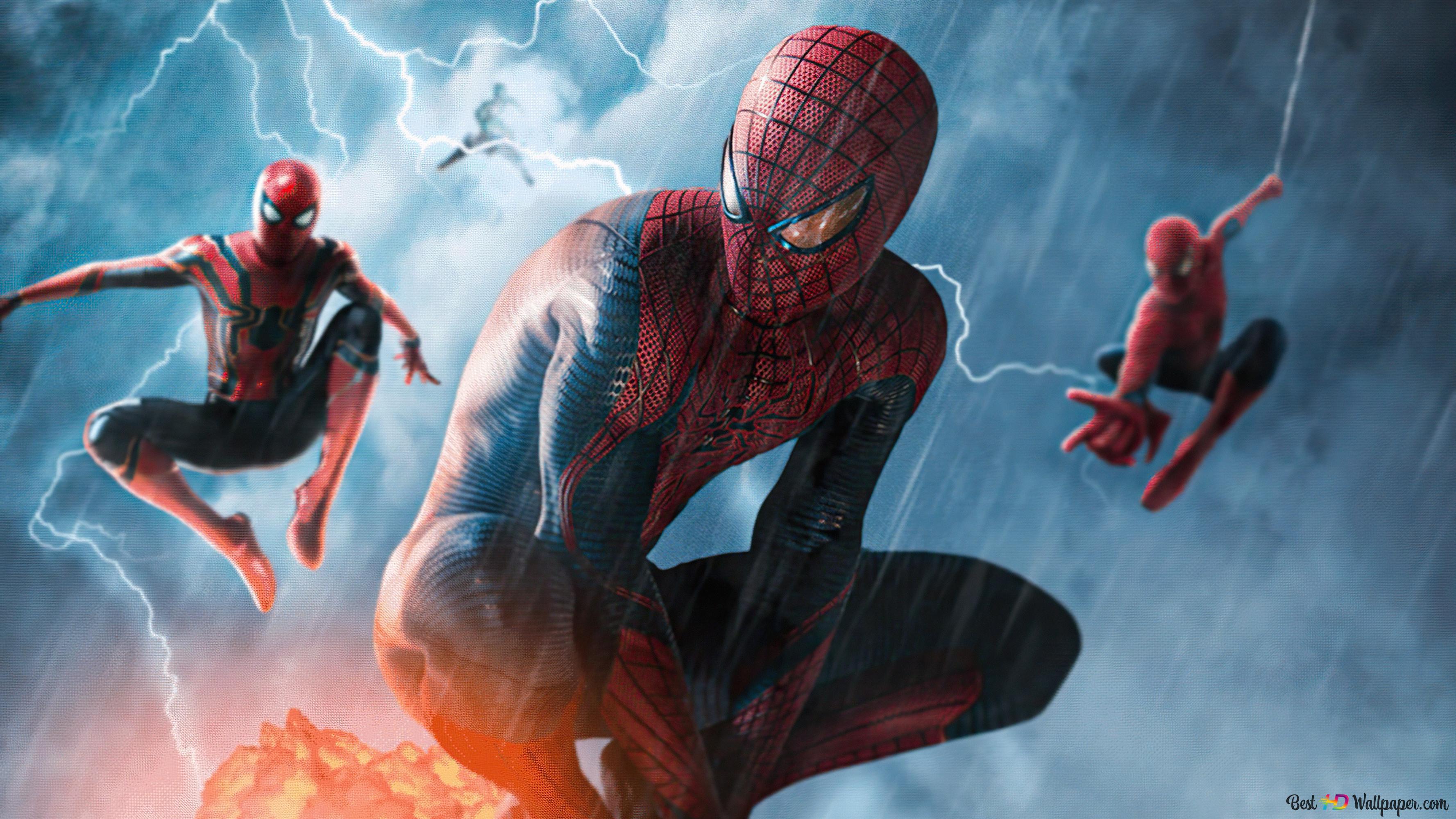 3554x1999 Amazing Spider Man And His New Spidy Friends Together 4K wallpaper download