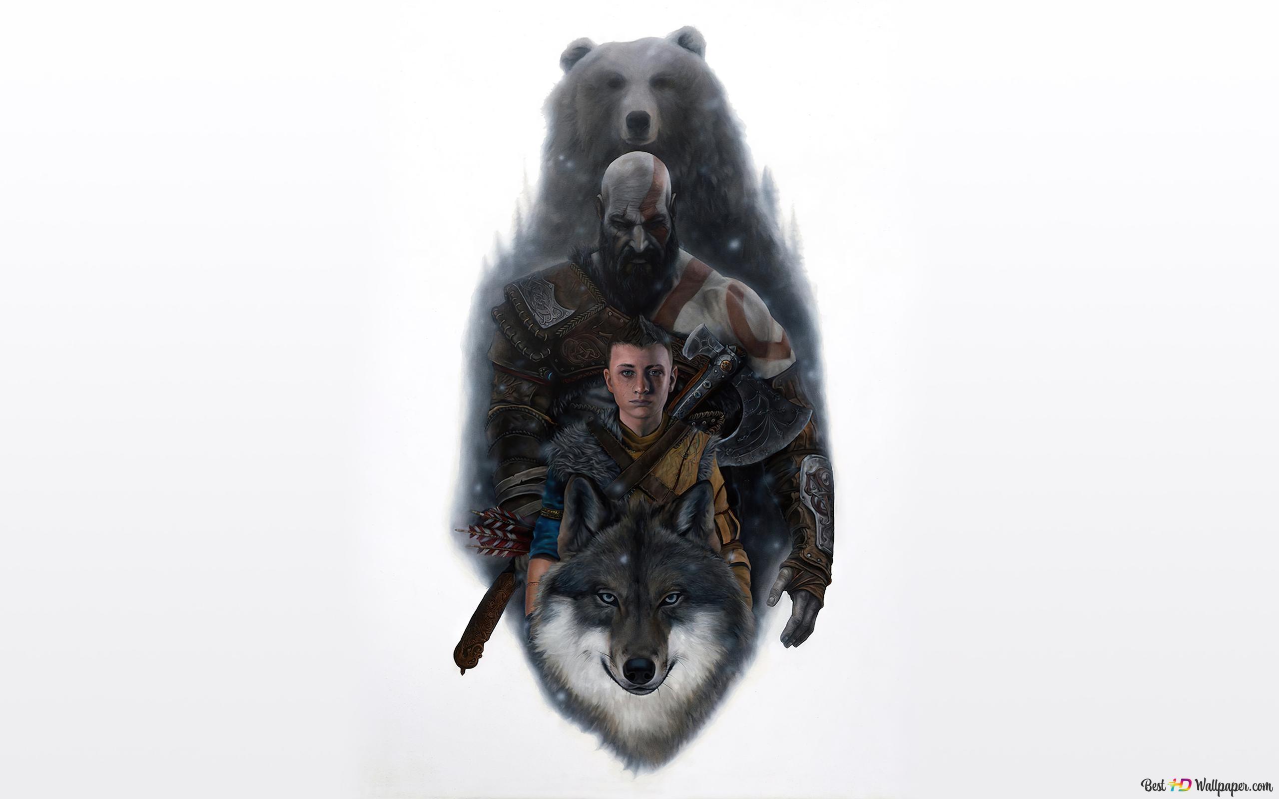 2560x1600 God of War Ragnarok, Kratos and Bear 4K wallpaper download