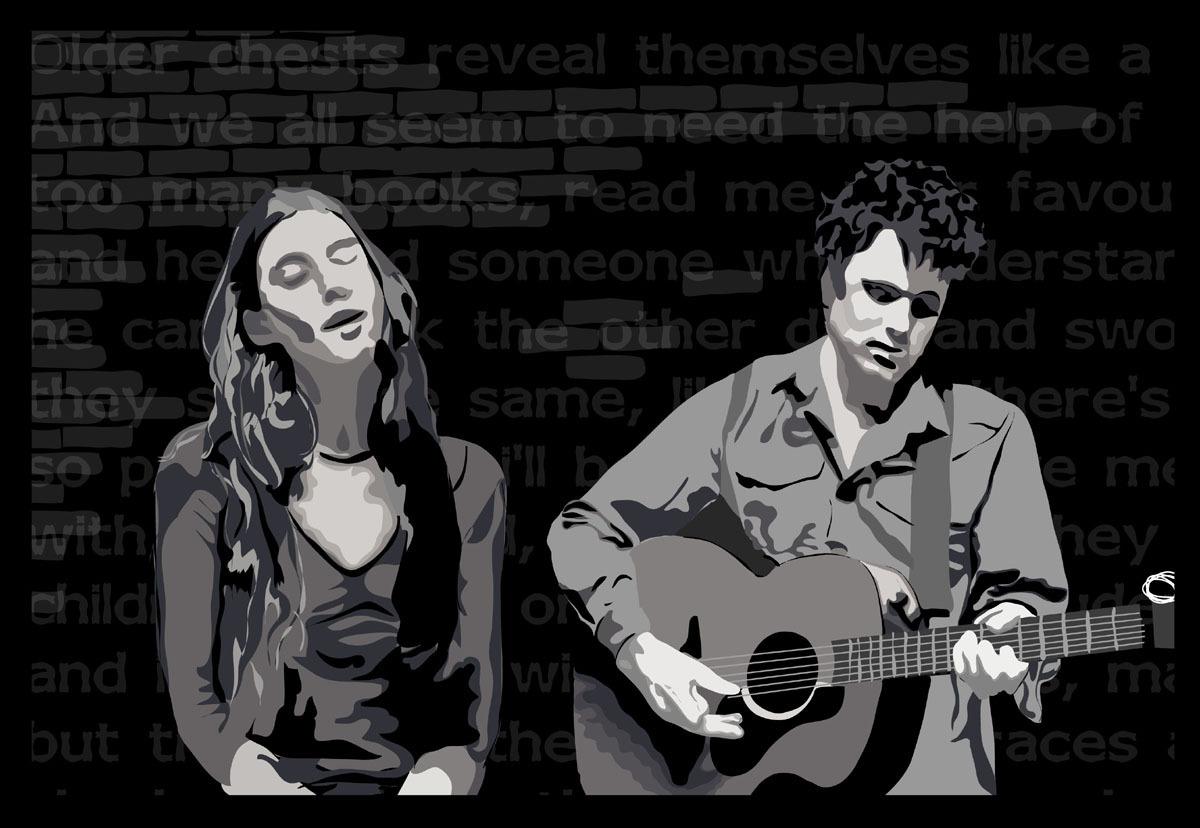 1200x828 Lisa Hannigan and Damien Rice in Black and White with Older Chest Lyrics Hannigan Fan Art