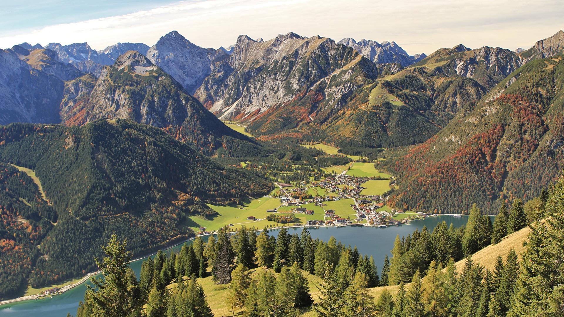 1920x1080 image Austria Pertisau Tirol Nature mountain Lake Forests 1920x1080