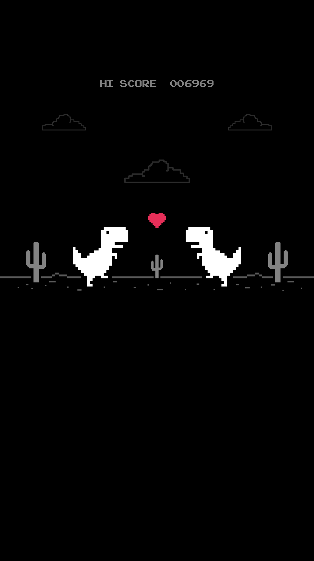 1000x1785 Free download T Rex game love black wallpaper Black wallpaper Cute black [1000x1785] for your Desktop, Mobile & Tablet. Explore Google Dinosaur Wallpaper. Dinosaur Wallpaper, Dinosaur Desktop Wallpaper, Cute Dinosaur Wallpaper