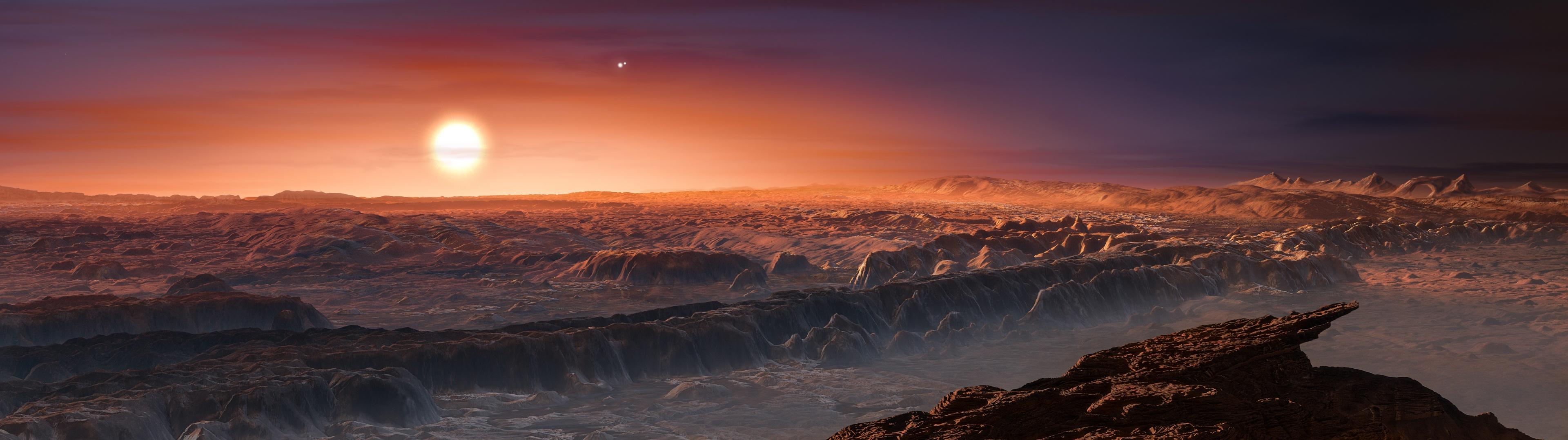 3840x1080 Sunset Wallpaper 4K, Proxima Centauri, Nature