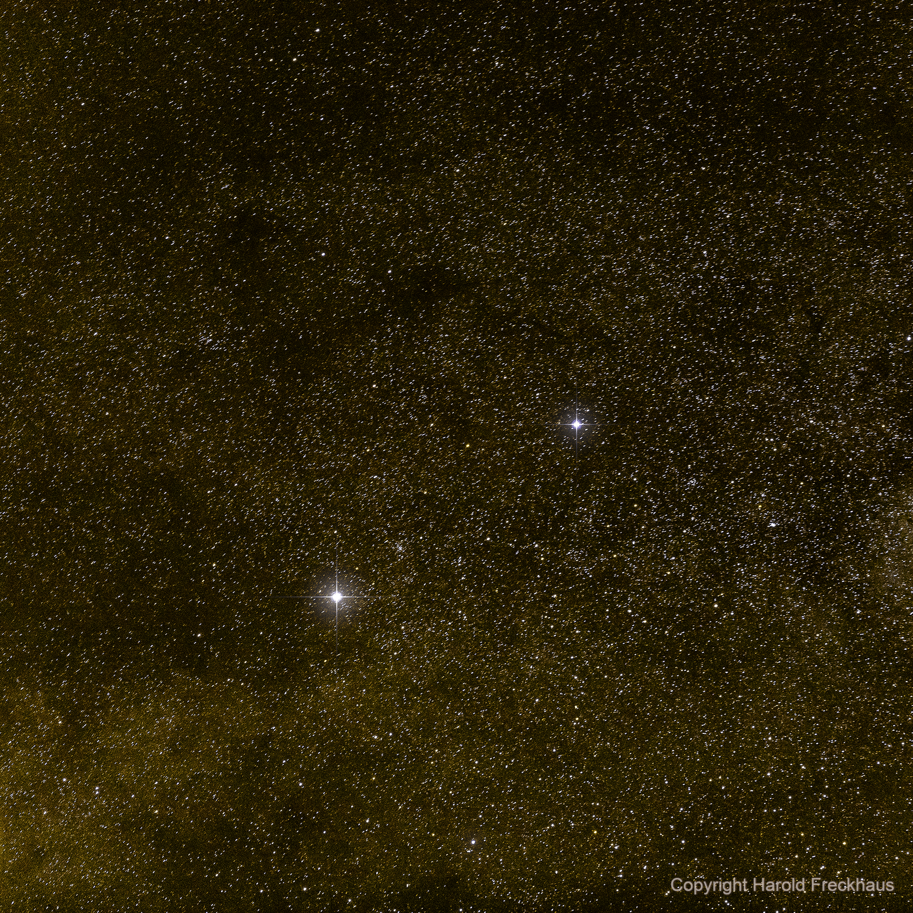 1824x1824 Alpha Centauri (Rigil Kentaurus) & Beta Centauri (Hadar) ( Harold Freckhaus )