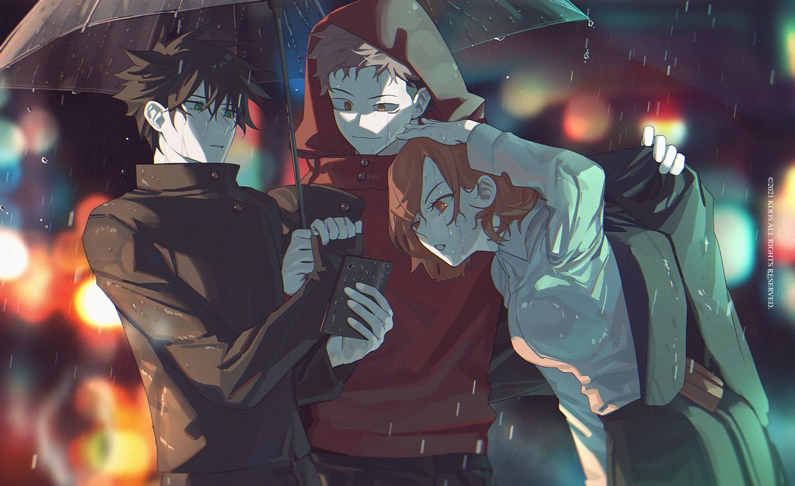 1634x1000 Anime Anime Boys Jujutsu Kaisen Kugisaki Nobara Anime Girls Umbrella Rain Phone Wallpaper:1634x1000
