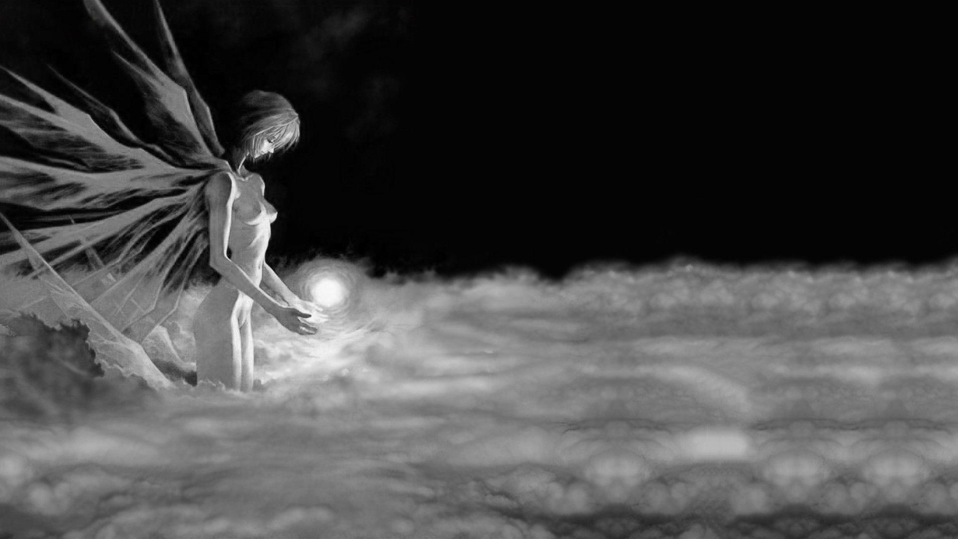 1920x1080 grayscale, anime wallpaper