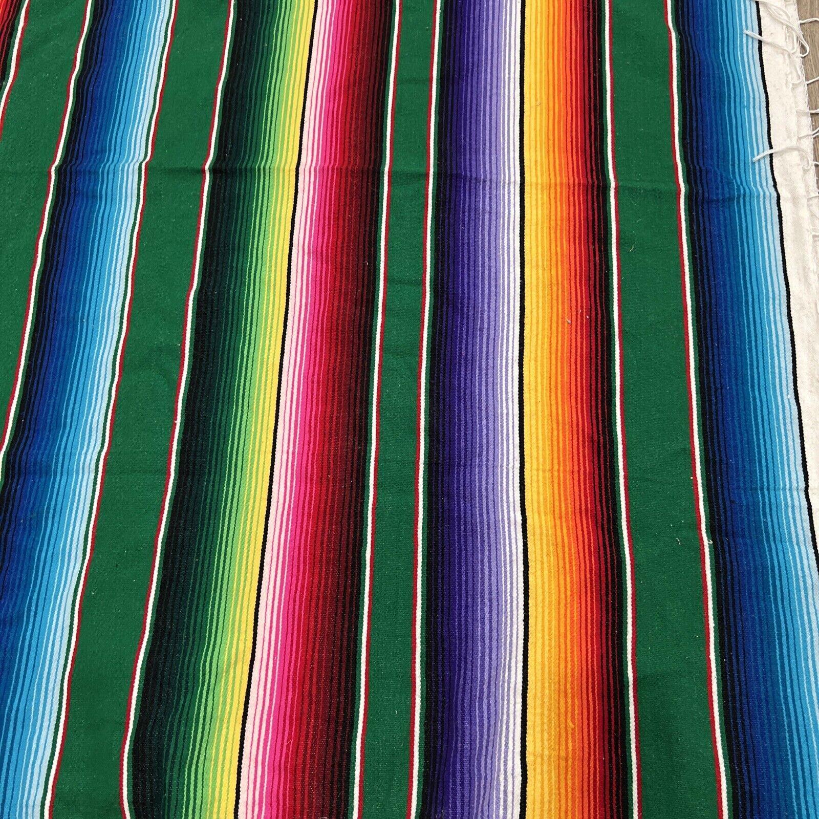 1600x1600 Artilana Mexican Artisan Serape Sarape Fringed Blanket Bedspread 55” x 82.5”