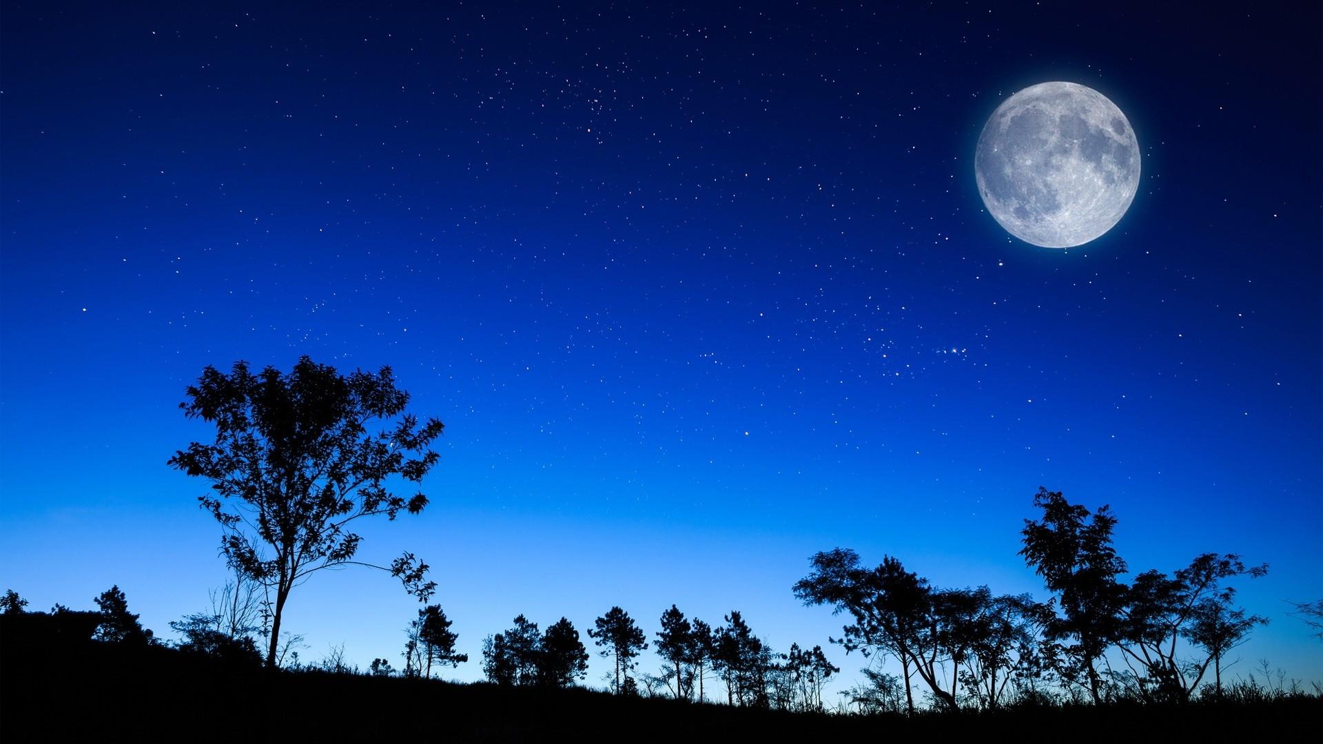 1920x1080 Moon Blue Sky Nigh Time HD Wallpaper.