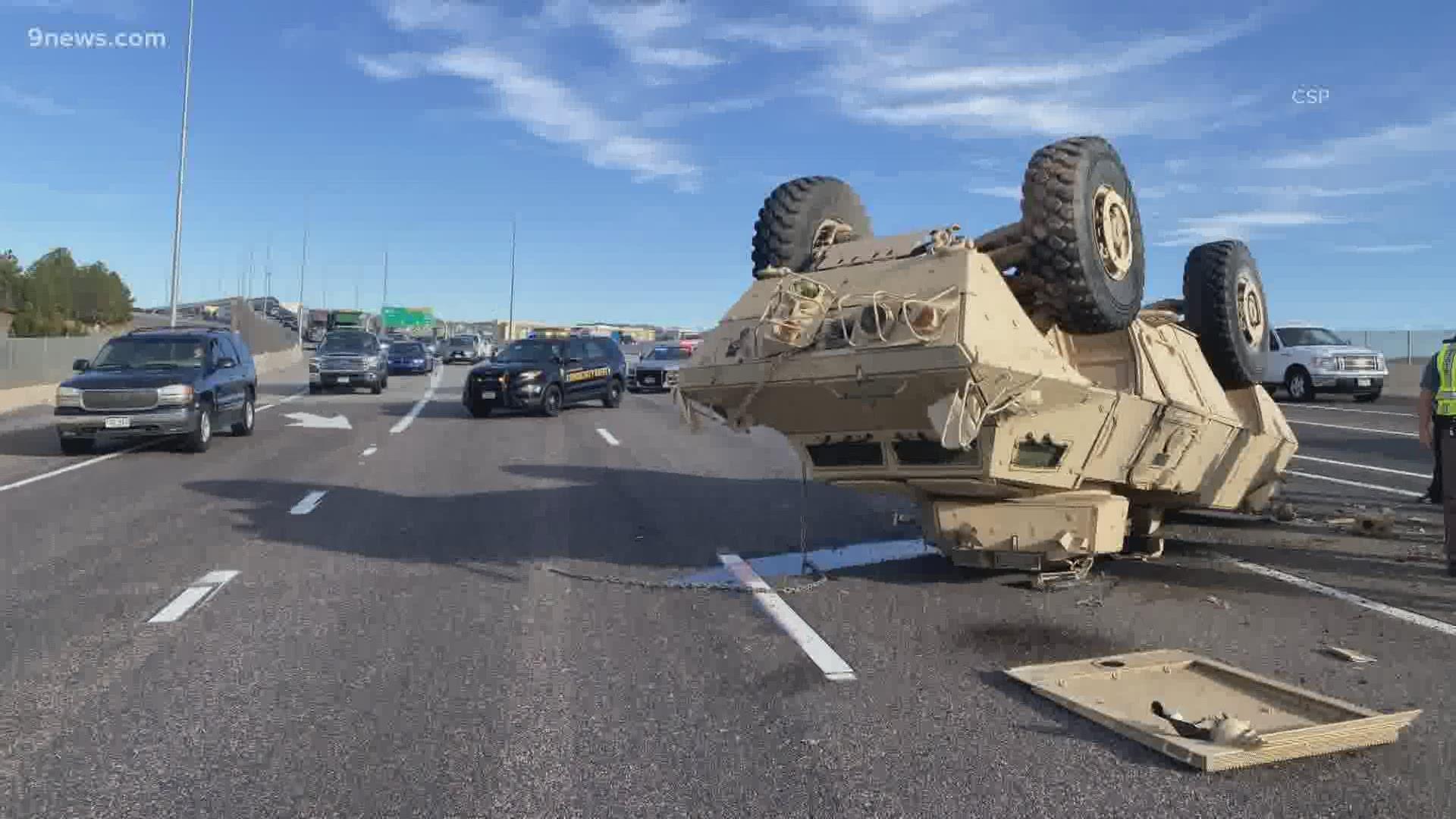 1920x1080 Military vehicle blocks highway traffic
