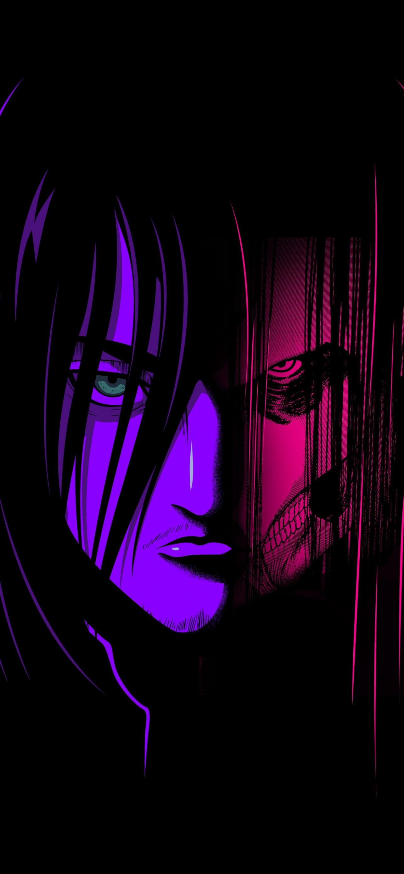 1284x2778 Eren Yeager Wallpaper 4K, Aesthetic Anime, Black Dark