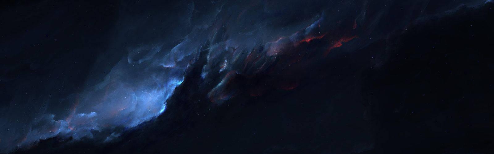 1600x500 Download Klyck Nebula Dual Monitor Wallpaper